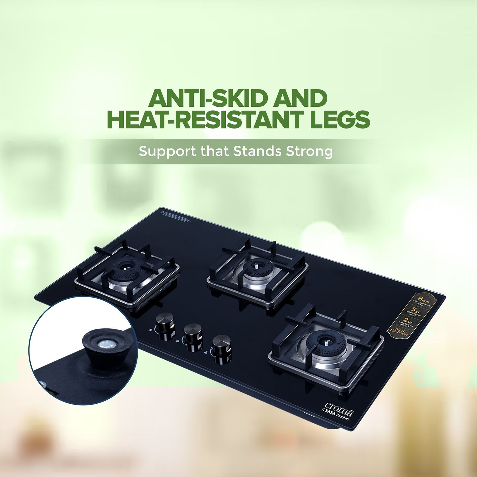 Croma Toughened Glass Top 3 Burner Automatic Hob (Double Drip Tray, Black)_15