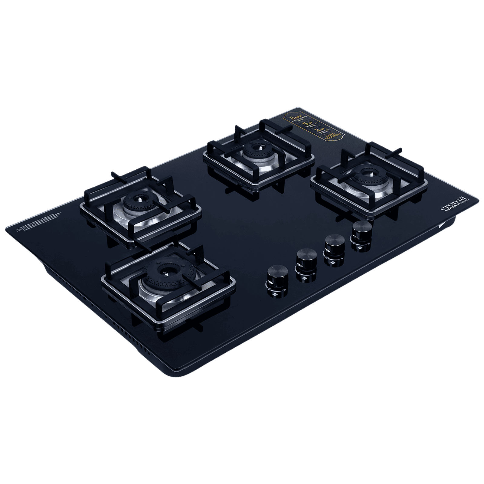 Croma Toughened Glass Top 4 Burner Automatic Hob (Double Drip Tray, Black) Croma Toughened Glass Top 4 Burner Automatic Hob (Double Drip Tray, Black)_8