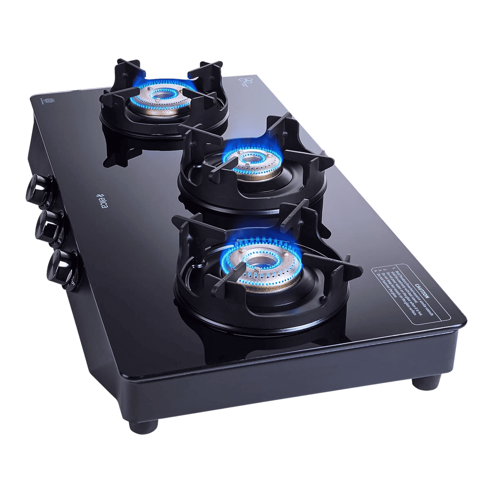 elica CREST 370 J NERO 3 Burner Manual Gas Stove (Brass Burner, Black)_10