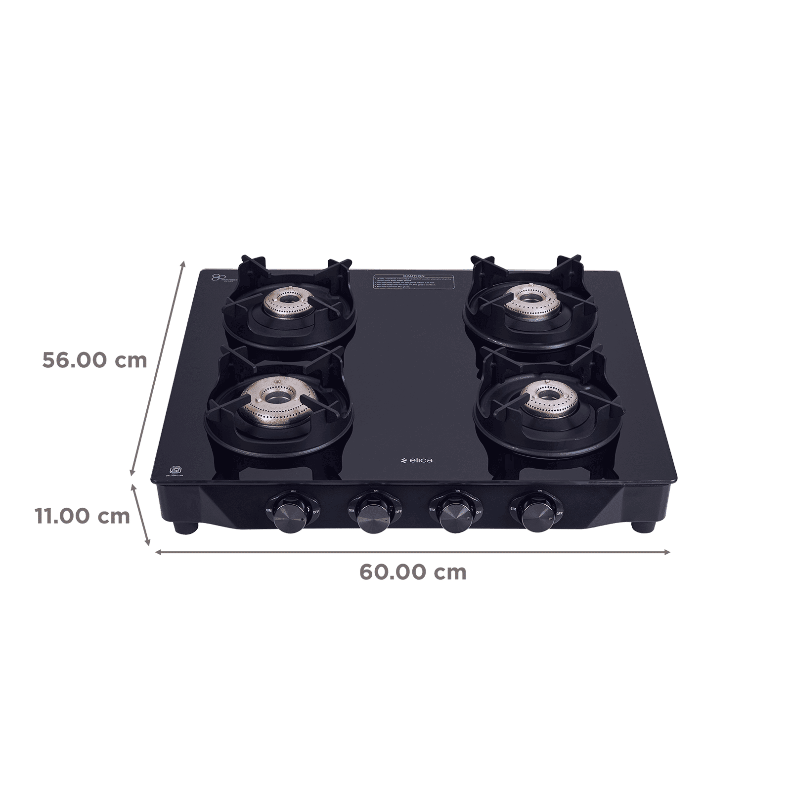 elica 4 Burner Manual Gas Stove (Crown Design Euro Coated, Black) elica 4 Burner Manual Gas Stove (Crown Design Euro Coated, Black)_2