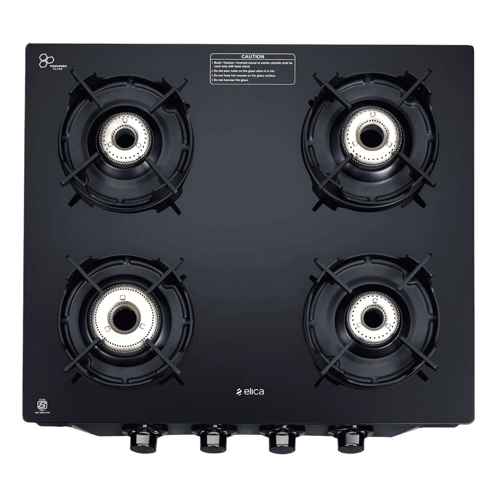 elica 4 Burner Manual Gas Stove (Crown Design Euro Coated, Black) elica 4 Burner Manual Gas Stove (Crown Design Euro Coated, Black)_4