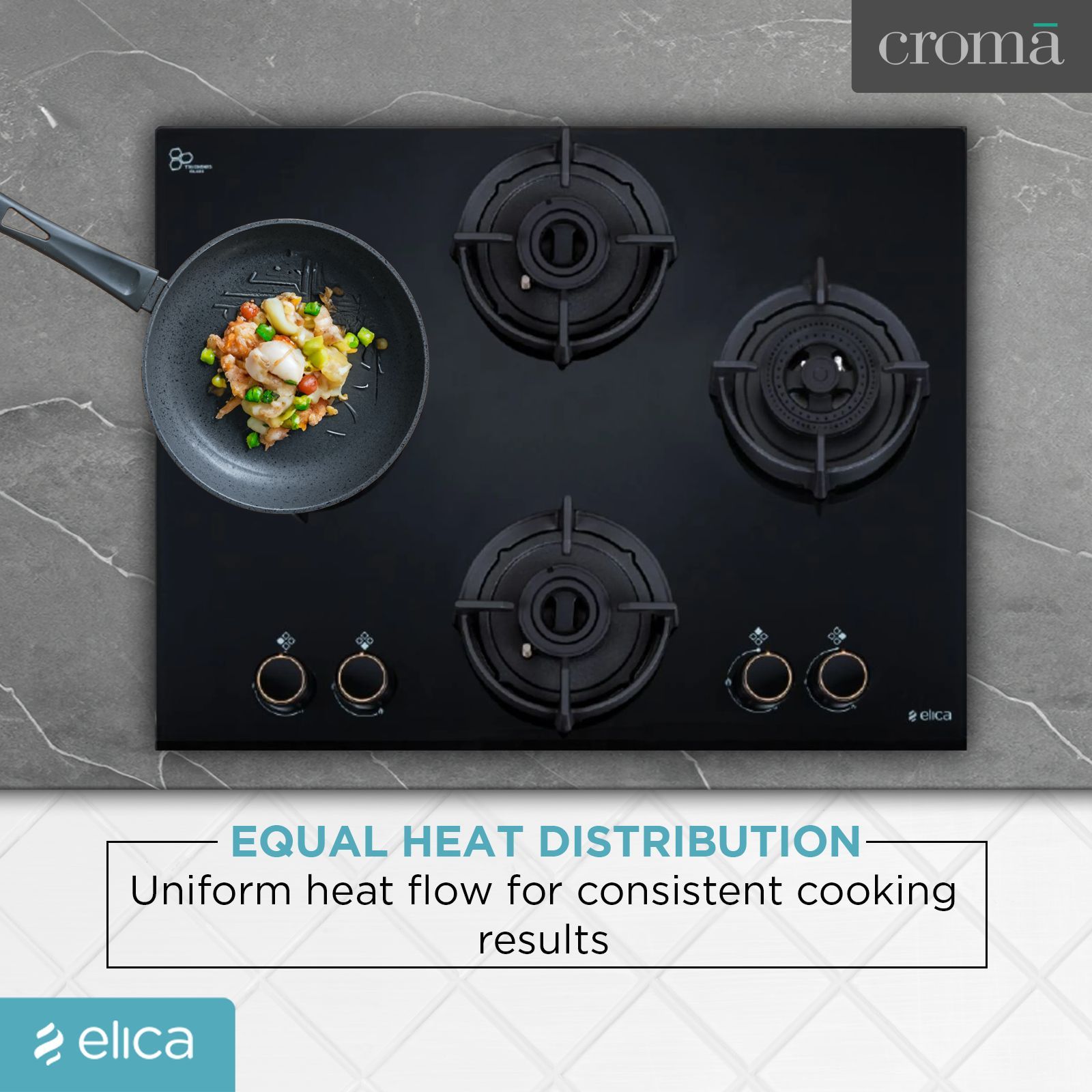 elica FLEXI DFS AB Series 4 Burner Automatic Hob (Battery Operated, Black)_7