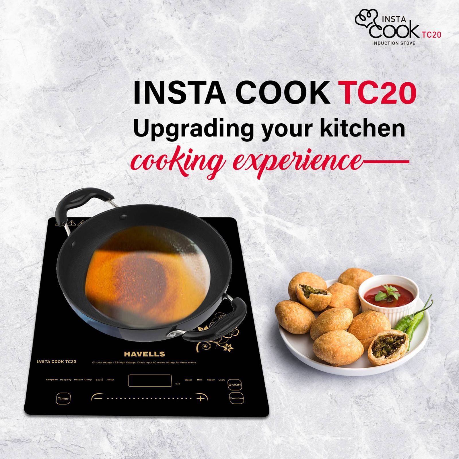 HAVELLS Insta Cook TC20 2000W Single Induction Cooktop with 9 Preset Menus_6