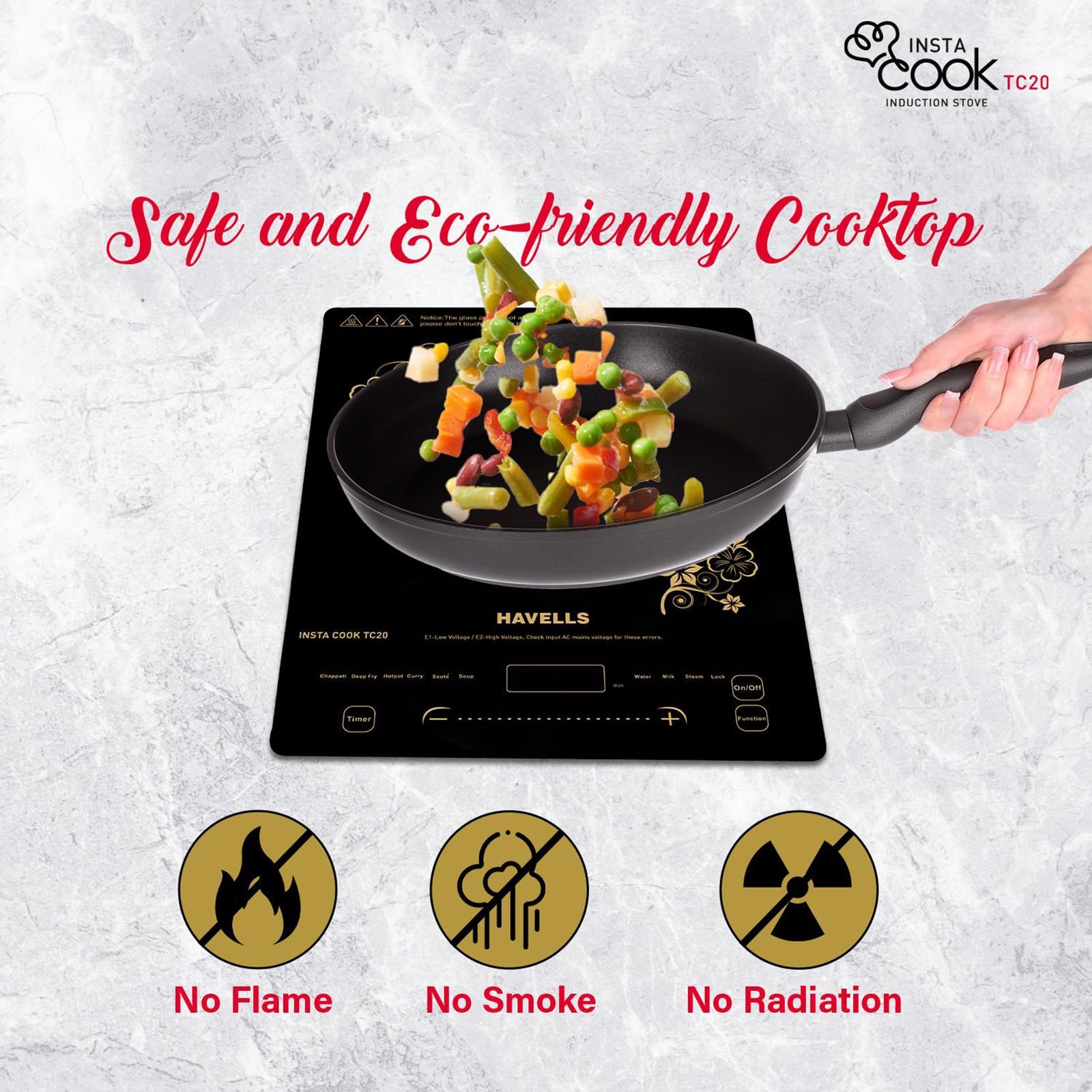 HAVELLS Insta Cook TC20 2000W Single Induction Cooktop with 9 Preset Menus_13