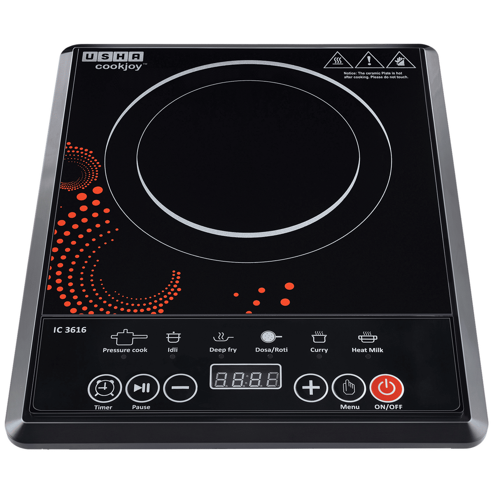 USHA 3616 D 1600W Single Induction Cooktop with 5 Cooking Modes USHA 3616 D 1600W Single Induction Cooktop with 5 Cooking Modes_1