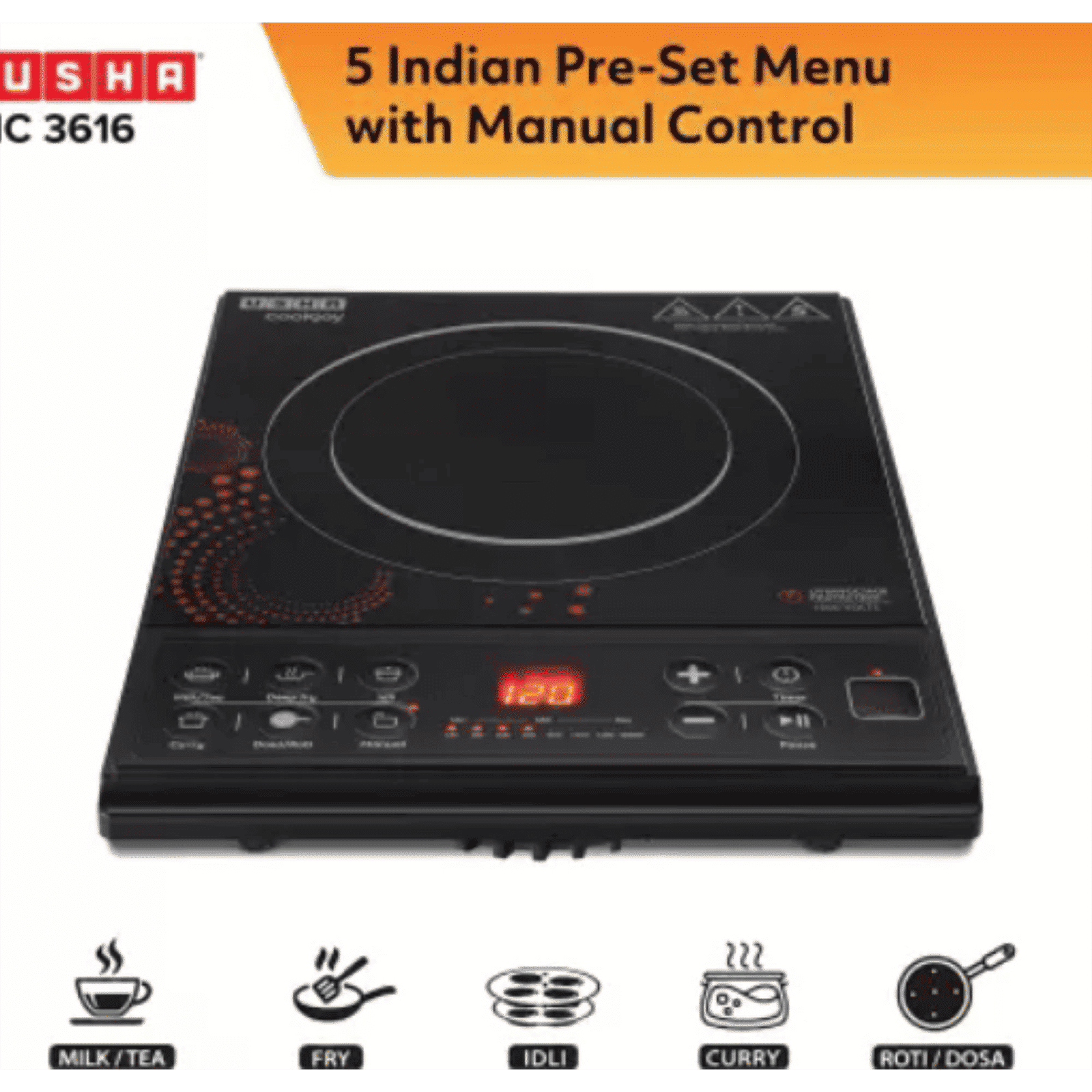 USHA 3616 D 1600W Single Induction Cooktop with 5 Cooking Modes USHA 3616 D 1600W Single Induction Cooktop with 5 Cooking Modes_5