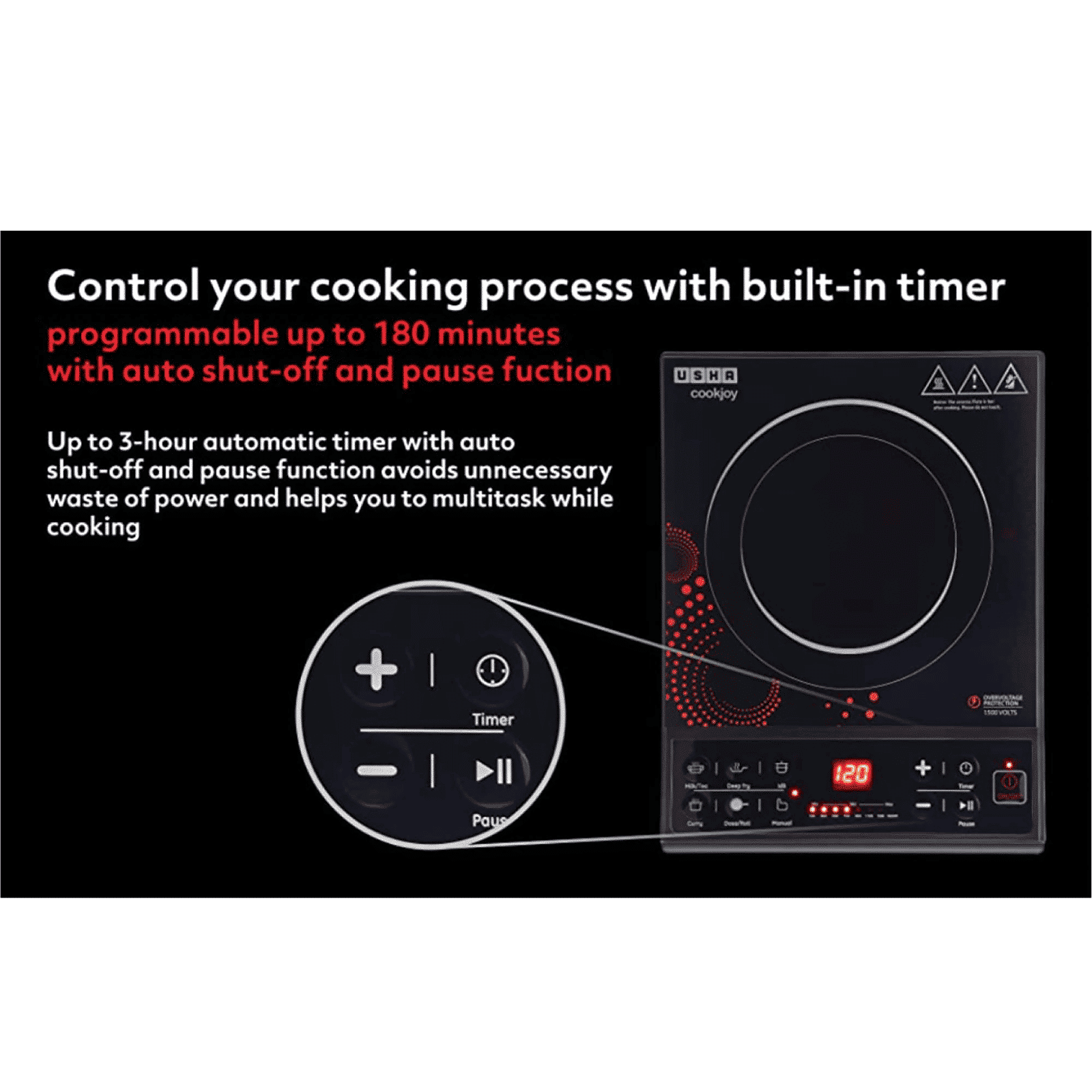 USHA 3616 D 1600W Single Induction Cooktop with 5 Cooking Modes USHA 3616 D 1600W Single Induction Cooktop with 5 Cooking Modes_6