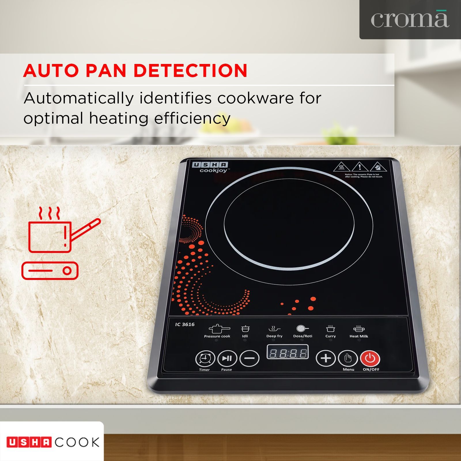 USHA 3616 D 1600W Single Induction Cooktop with 5 Cooking Modes USHA 3616 D 1600W Single Induction Cooktop with 5 Cooking Modes_12
