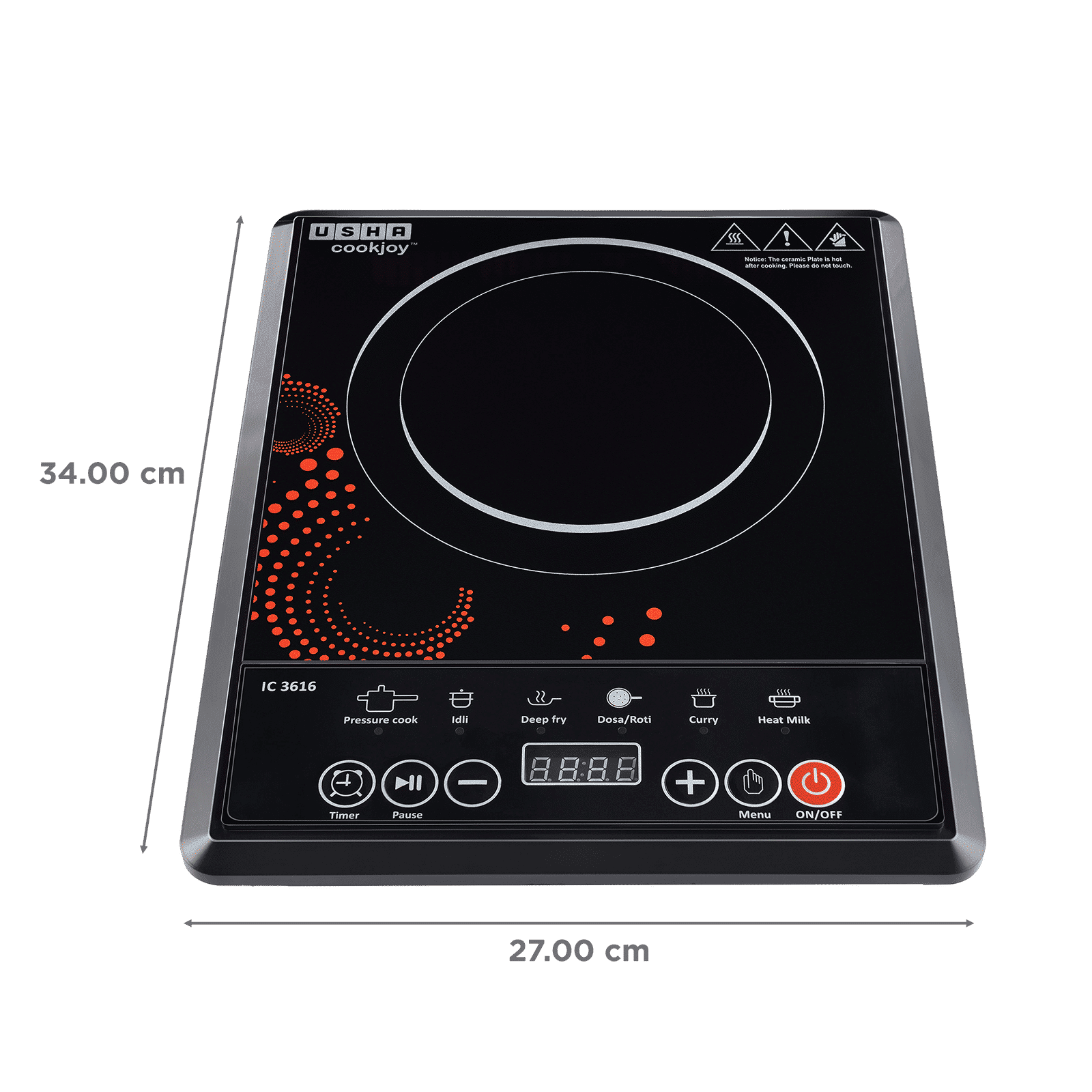 USHA 3616 D 1600W Single Induction Cooktop with 5 Cooking Modes USHA 3616 D 1600W Single Induction Cooktop with 5 Cooking Modes_2