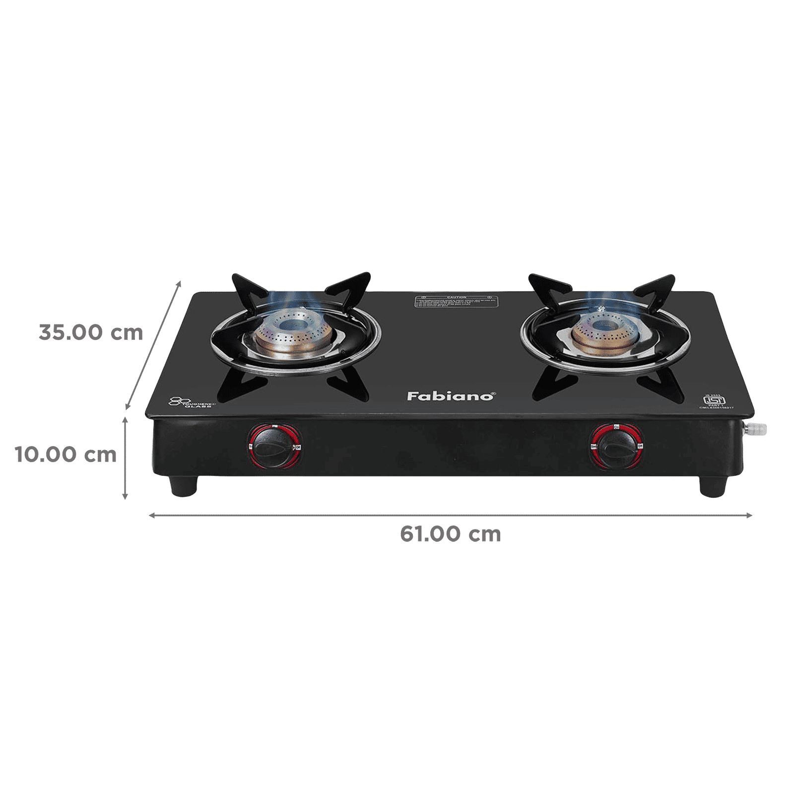 Fabiano FAB2BRNAUTOSMART Toughened Glass Top 2 Burner Automatic Gas Stove (High Efficiency Burner, Black)_2