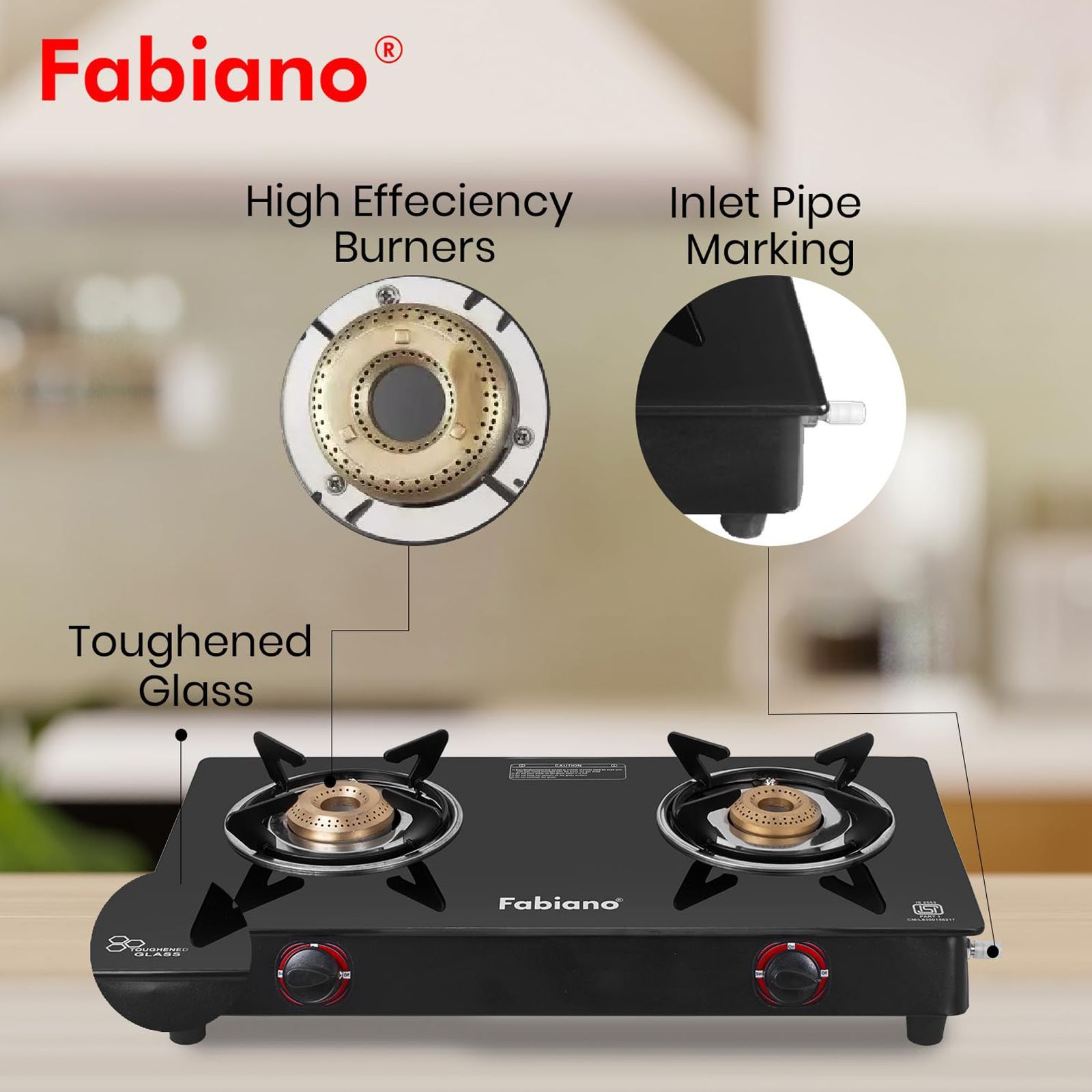 Fabiano FAB2BRNAUTOSMART Toughened Glass Top 2 Burner Automatic Gas Stove (High Efficiency Burner, Black)_5
