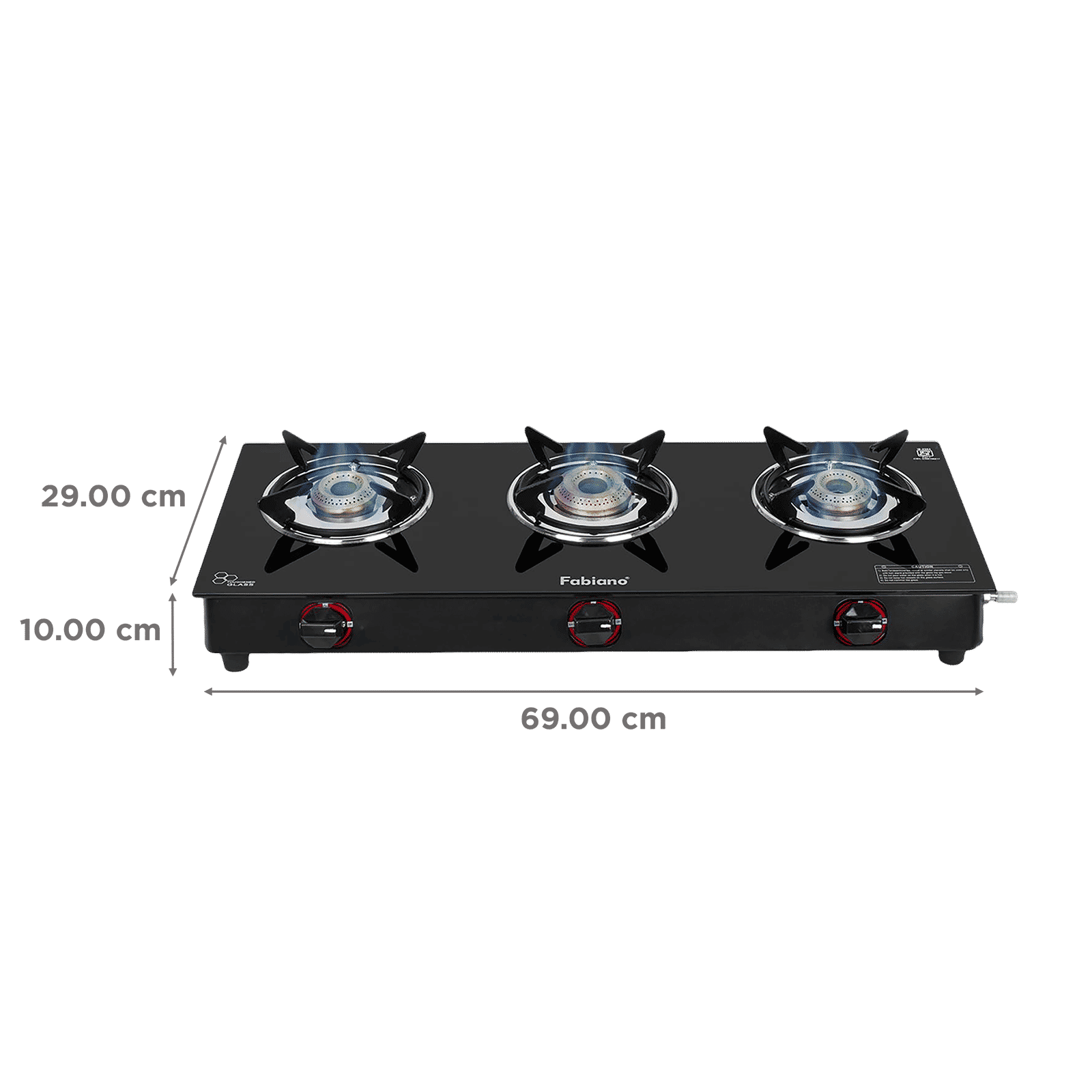 Fabiano FAB3BRNSMARTAUTO Toughened Glass 3 Burner Automatic Gas Stove (Rust Proof, Black)_2