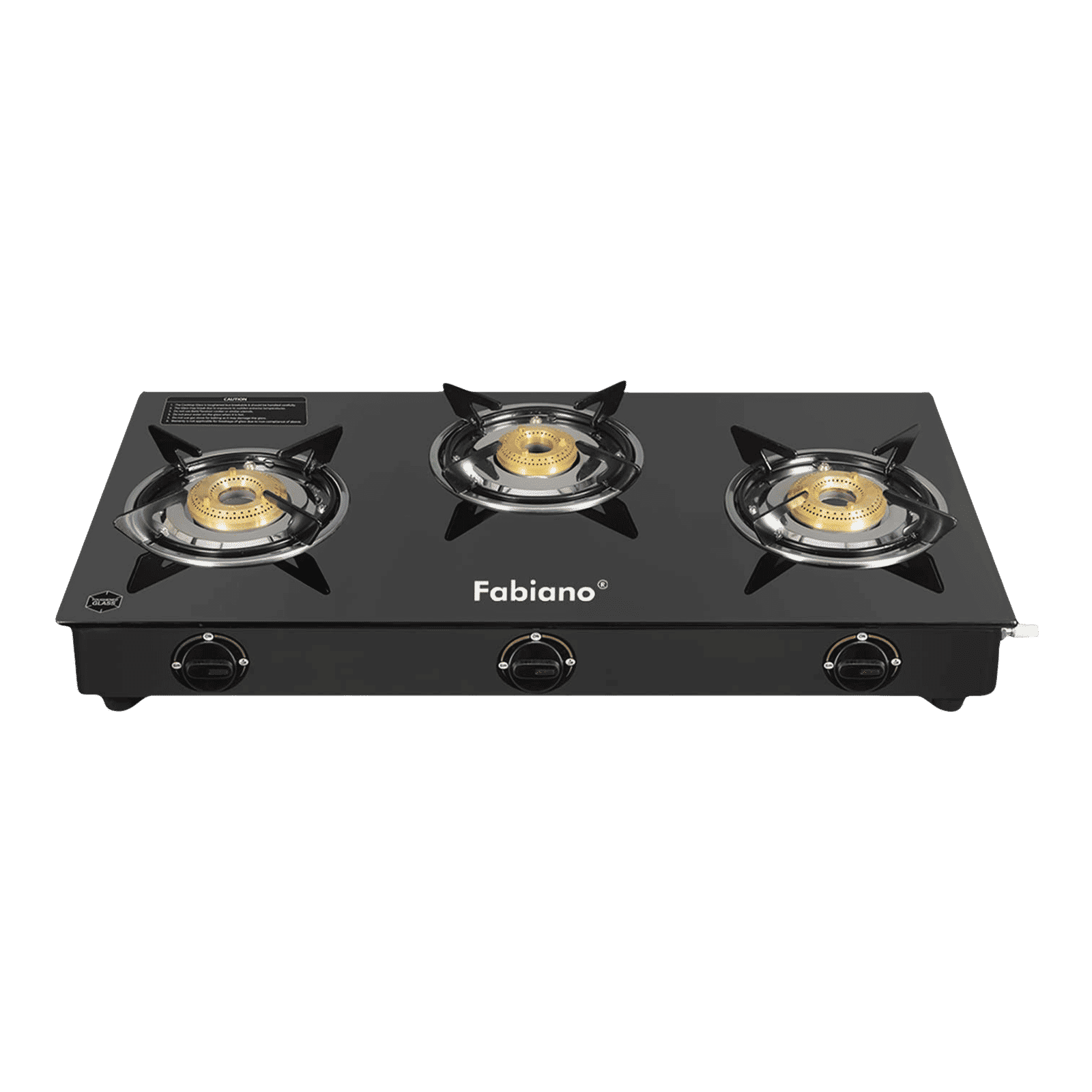 Fabiano Toughened Glass Top 3 Burner Automatic Gas Stove (Spill-proof Design, Black)_1