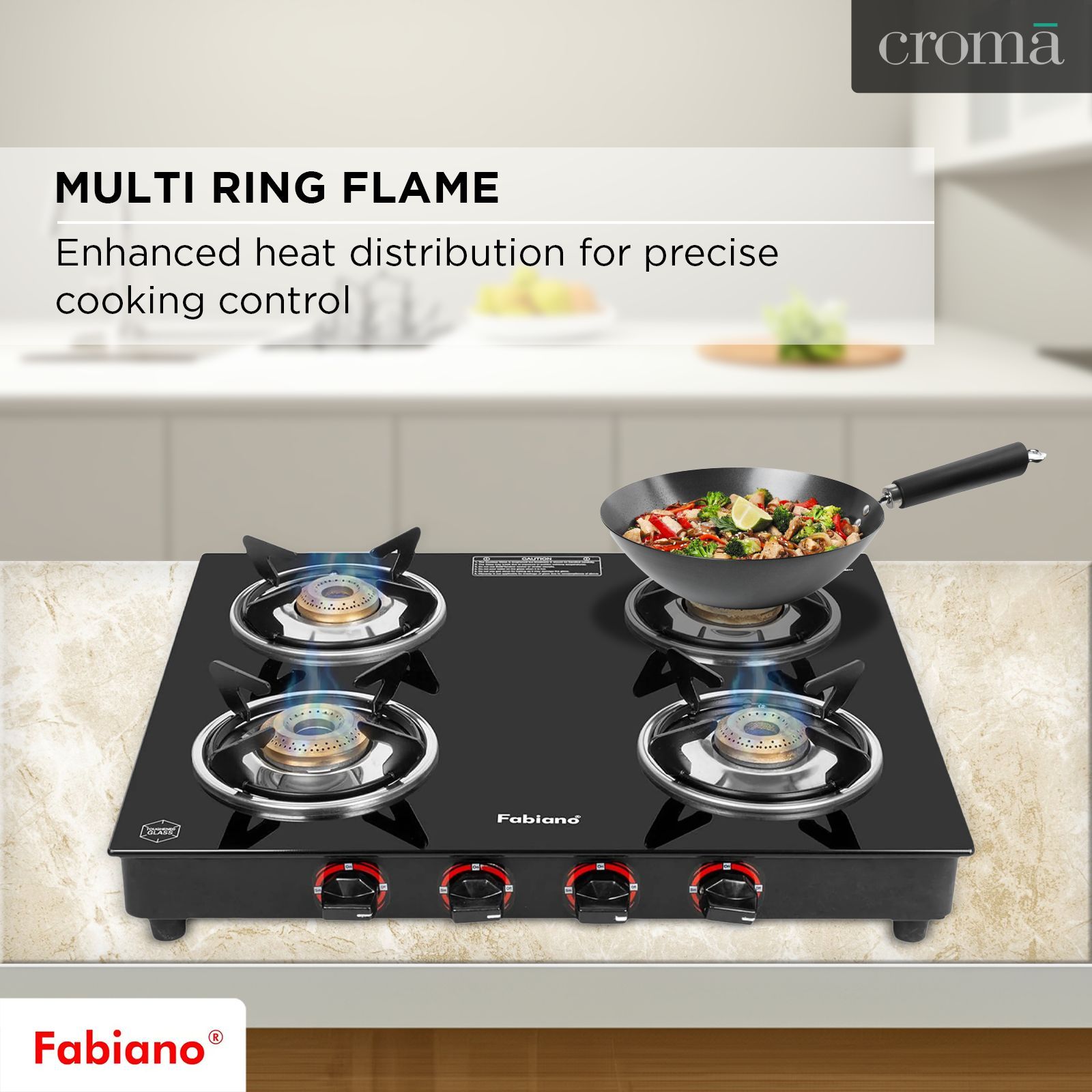 Fabiano FAB4BRSMART Toughened Glass Top 4 Burner Manual Gas Stove (Pan Support Attachment, Black)_10