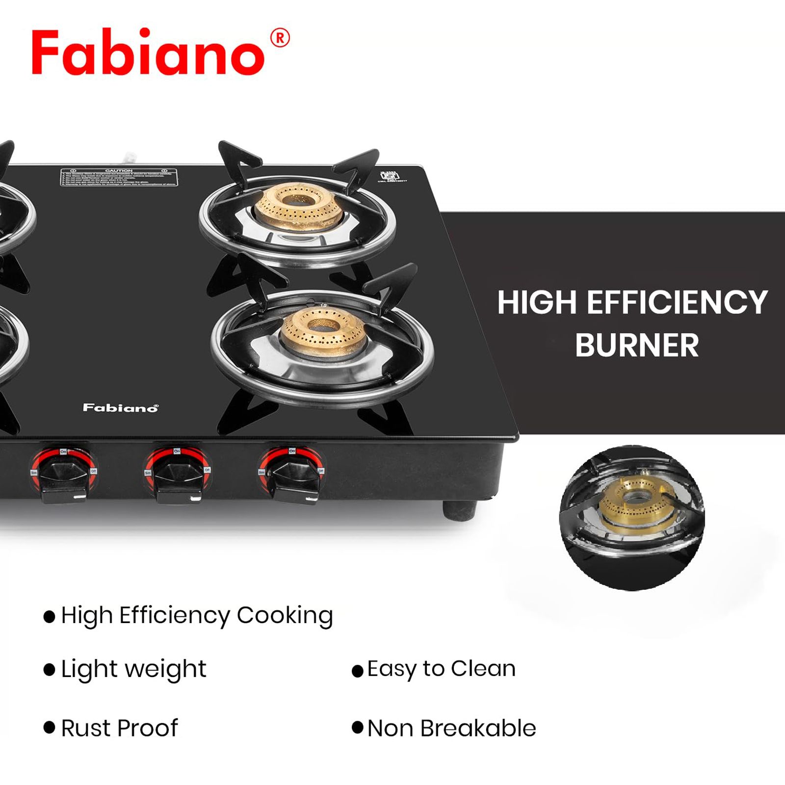 Fabiano FAB4BR Toughened Glass Top 4 Burner Manual Gas Stove (Black)_4