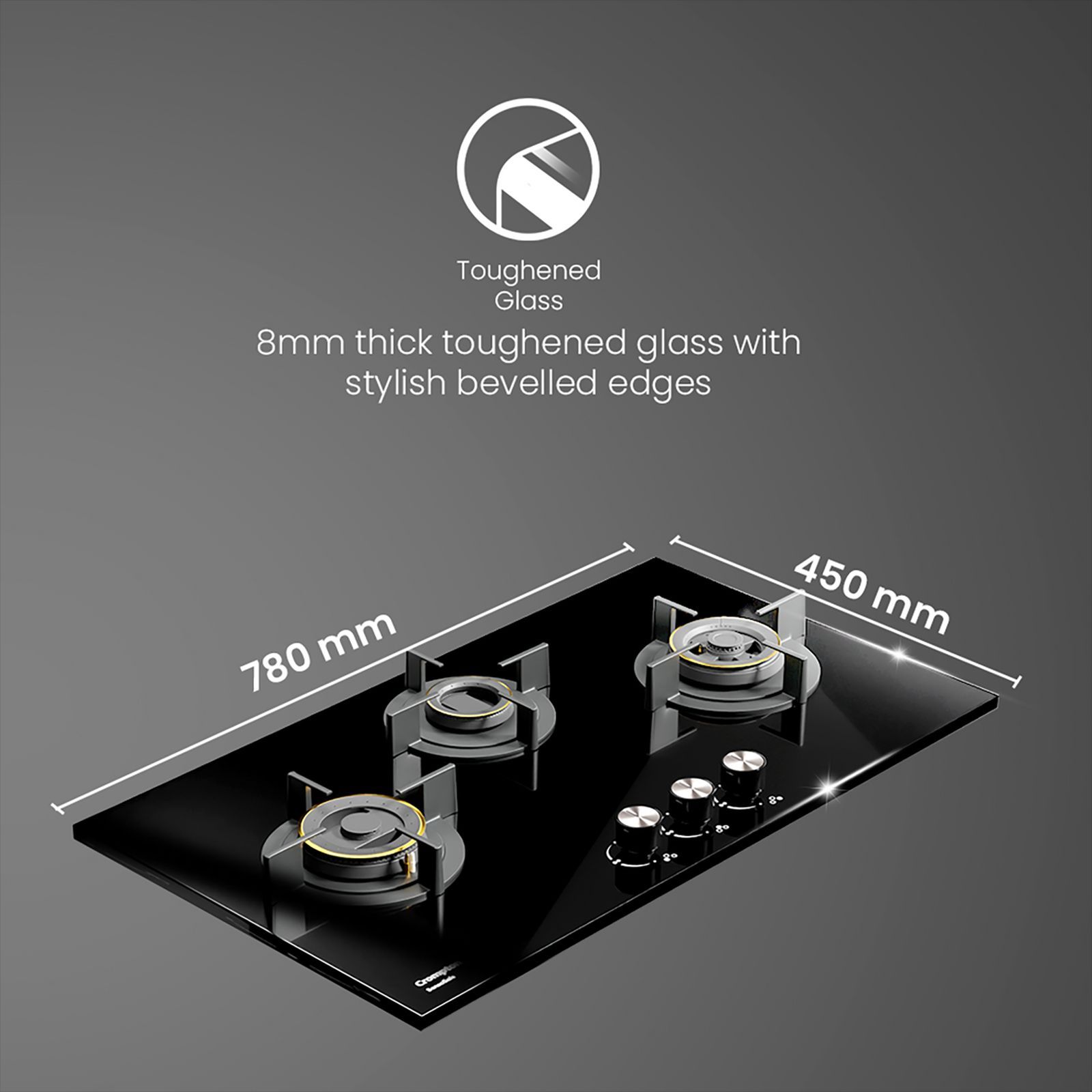 Crompton Sensosafe Toughened Glass Top 3 Burner Automatic Hob (Cast Iron Pan Support, Midnight Black)_10