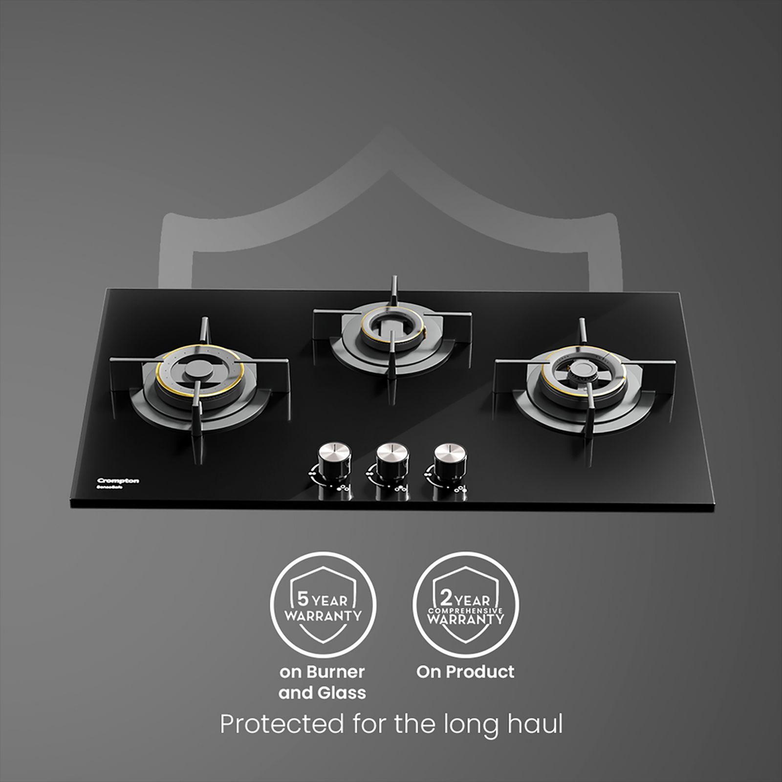 Crompton Sensosafe Toughened Glass Top 3 Burner Automatic Hob (Cast Iron Pan Support, Midnight Black)_14
