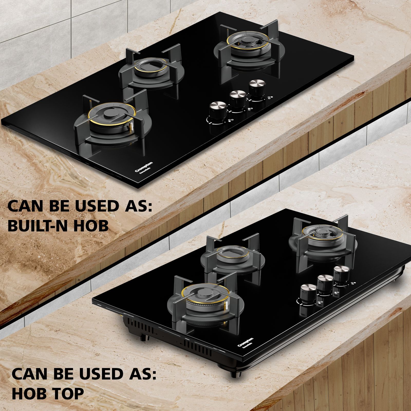Crompton Sensosafe Toughened Glass Top 3 Burner Automatic Hob (Cast Iron Pan Support, Midnight Black)_15