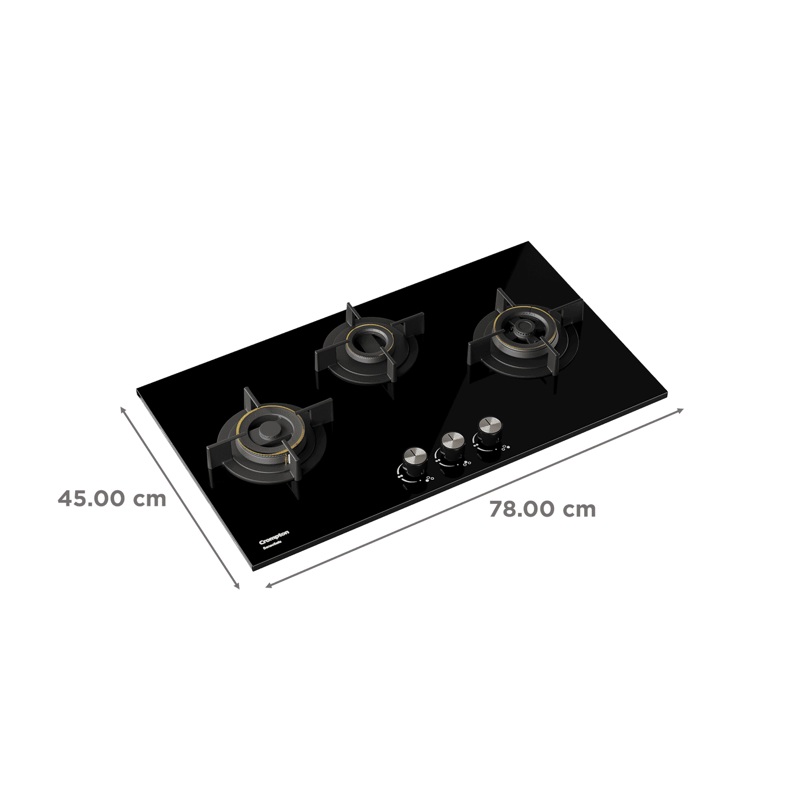 Crompton Sensosafe Toughened Glass Top 3 Burner Automatic Hob (Cast Iron Pan Support, Midnight Black)_2