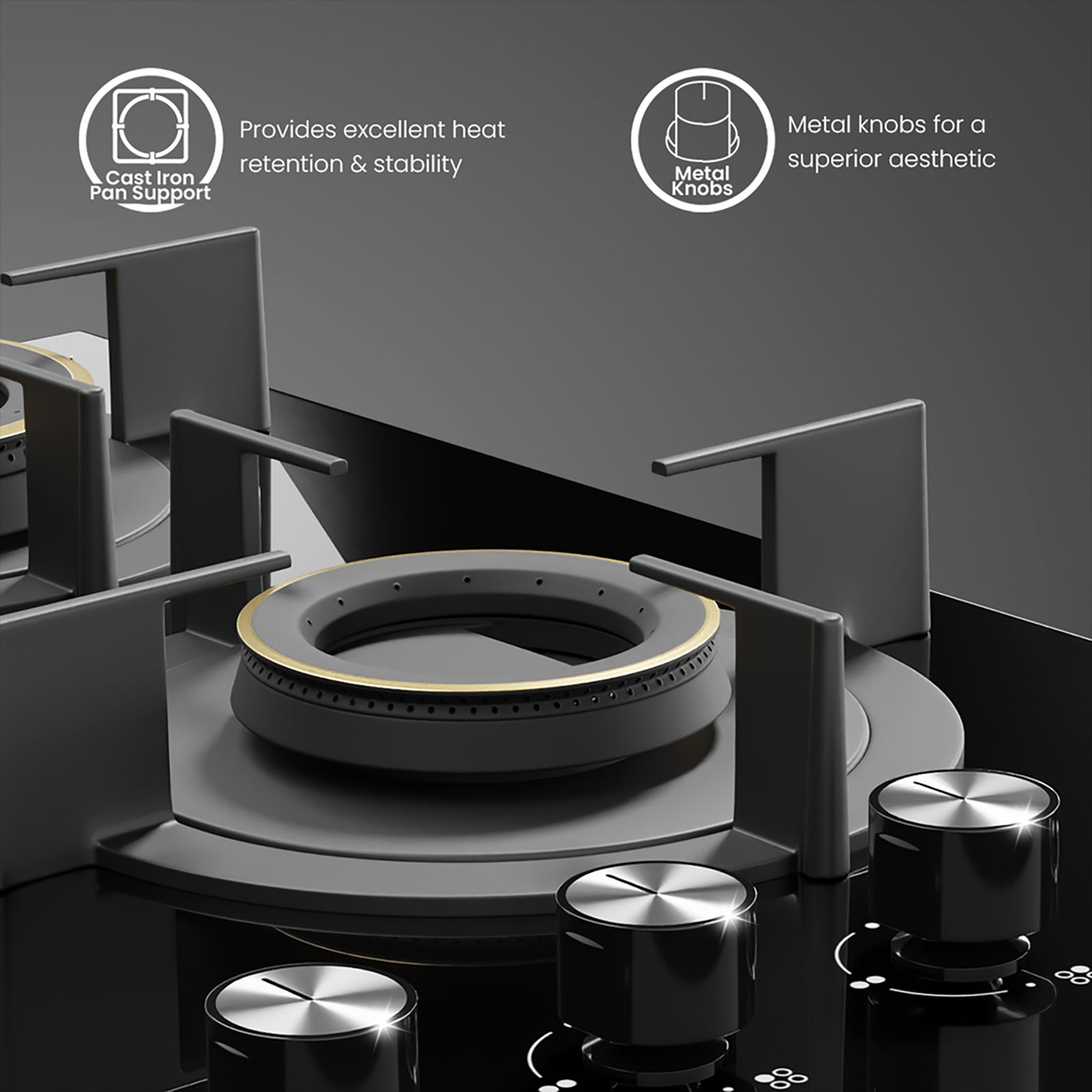 Crompton Sensosafe Toughened Glass Top 4 Burner Automatic Hob (Cast Iron Pan Support, Black)_12