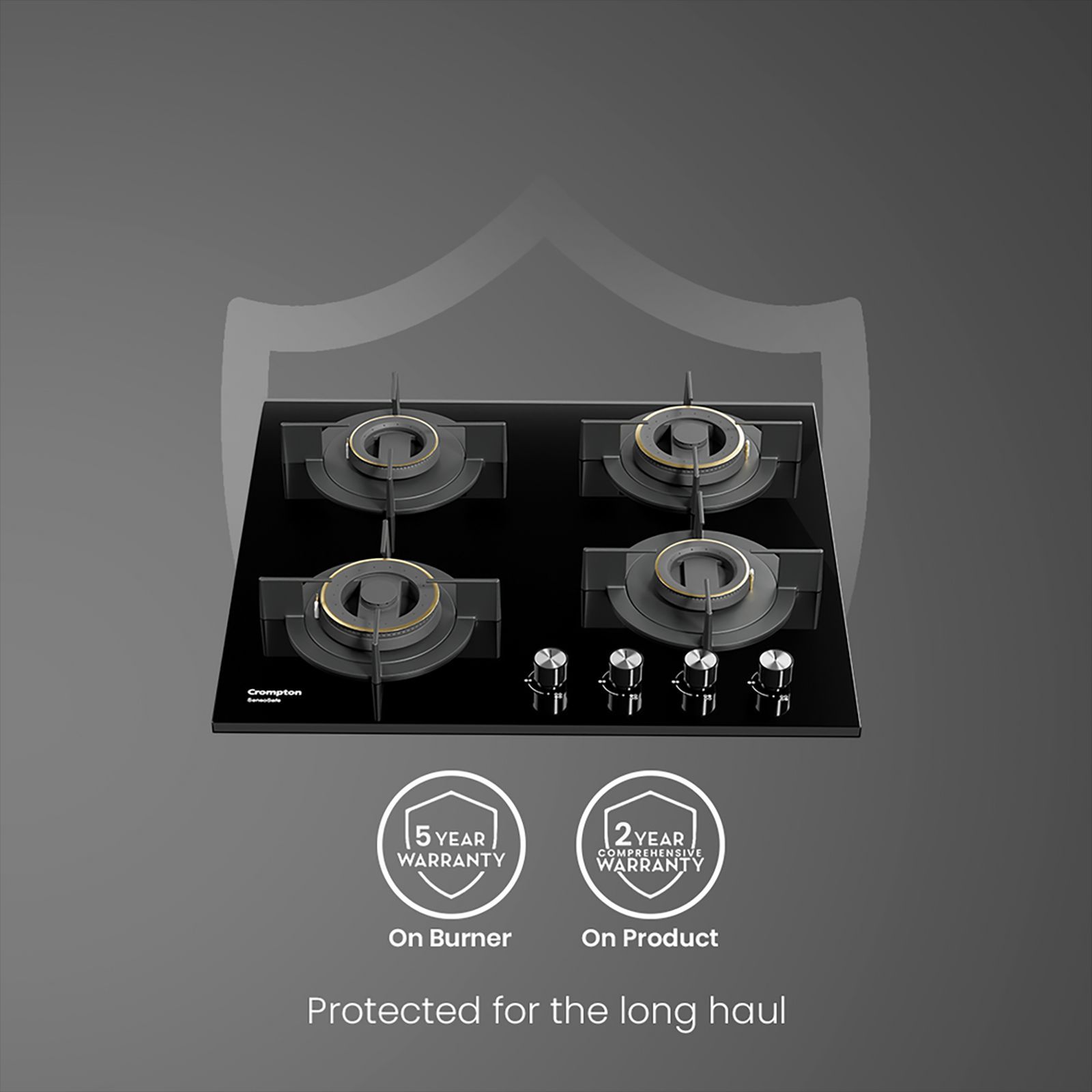 Crompton Sensosafe Toughened Glass Top 4 Burner Automatic Hob (Cast Iron Pan Support, Black)_14