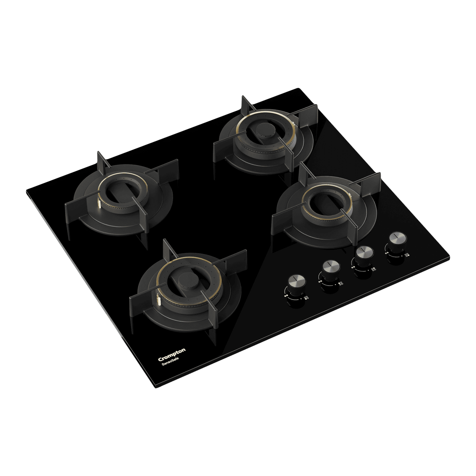 Crompton Sensosafe Toughened Glass Top 4 Burner Automatic Hob (Cast Iron Pan Support, Black)_5