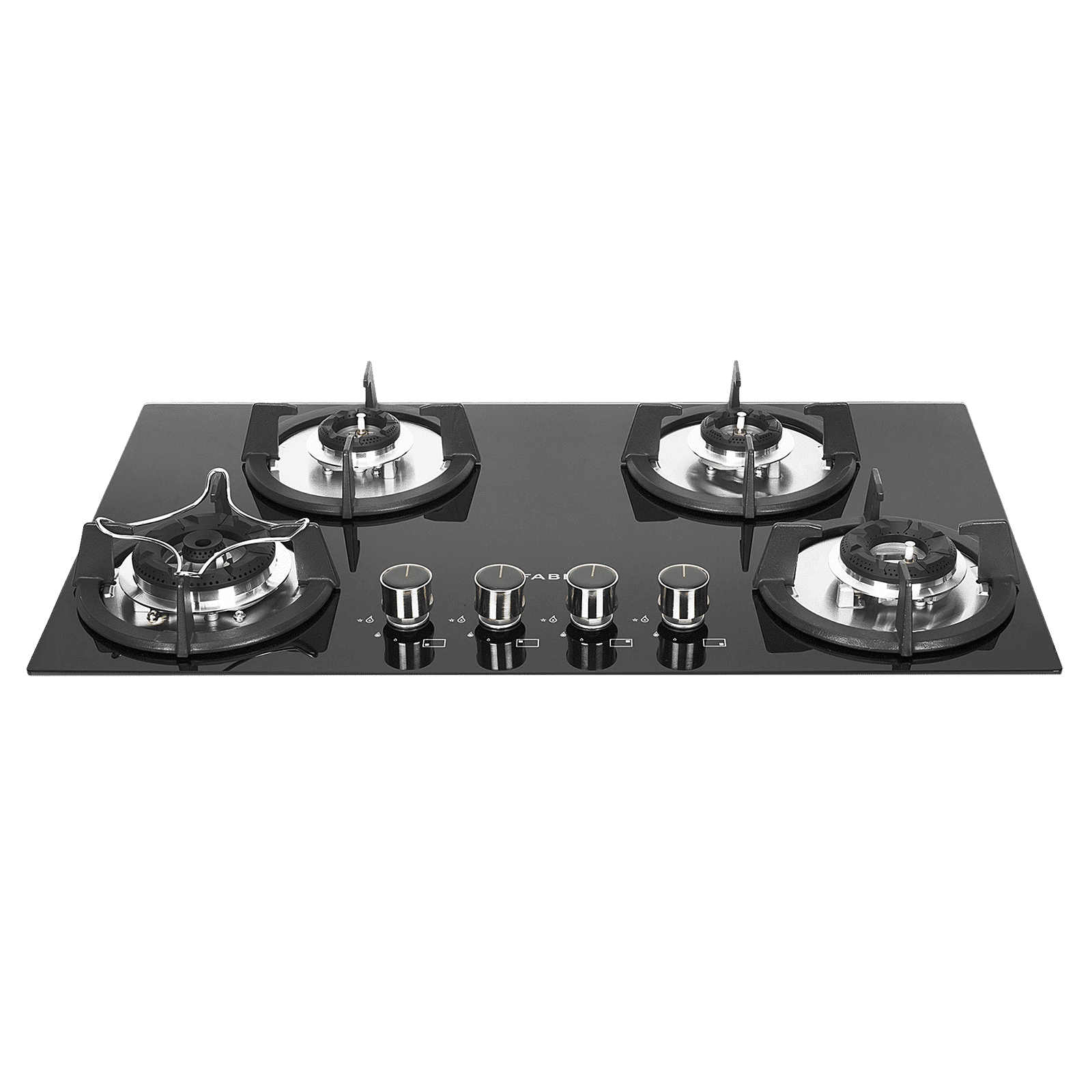 FABER Superia HT764 BR AI Toughened Glass Top 4 Burner Automatic Gas Hob (Battery Operated, Black)_1