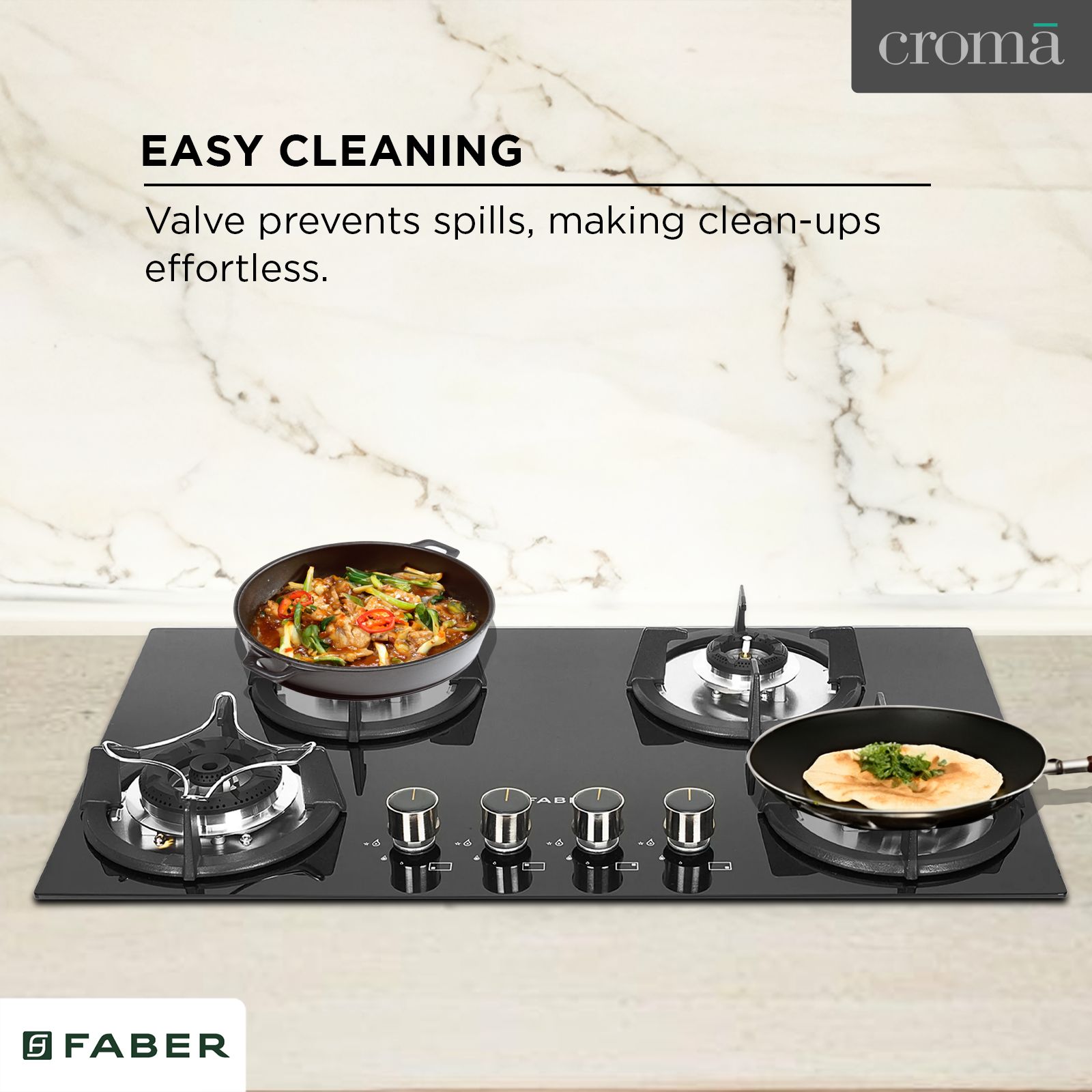 FABER Superia HT764 BR AI Toughened Glass Top 4 Burner Automatic Gas Hob (Battery Operated, Black)_21