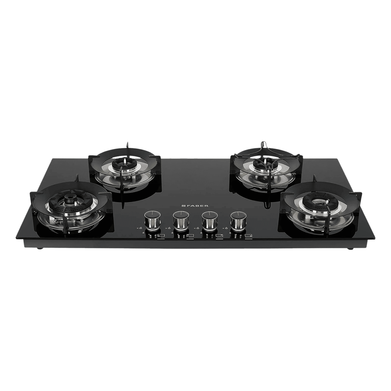 FABER SUPERIA HT904 BR AI Toughened Glass Top 4 Burner Automatic Gas Hob (Fully Concealed Drip Tray, Black)_1