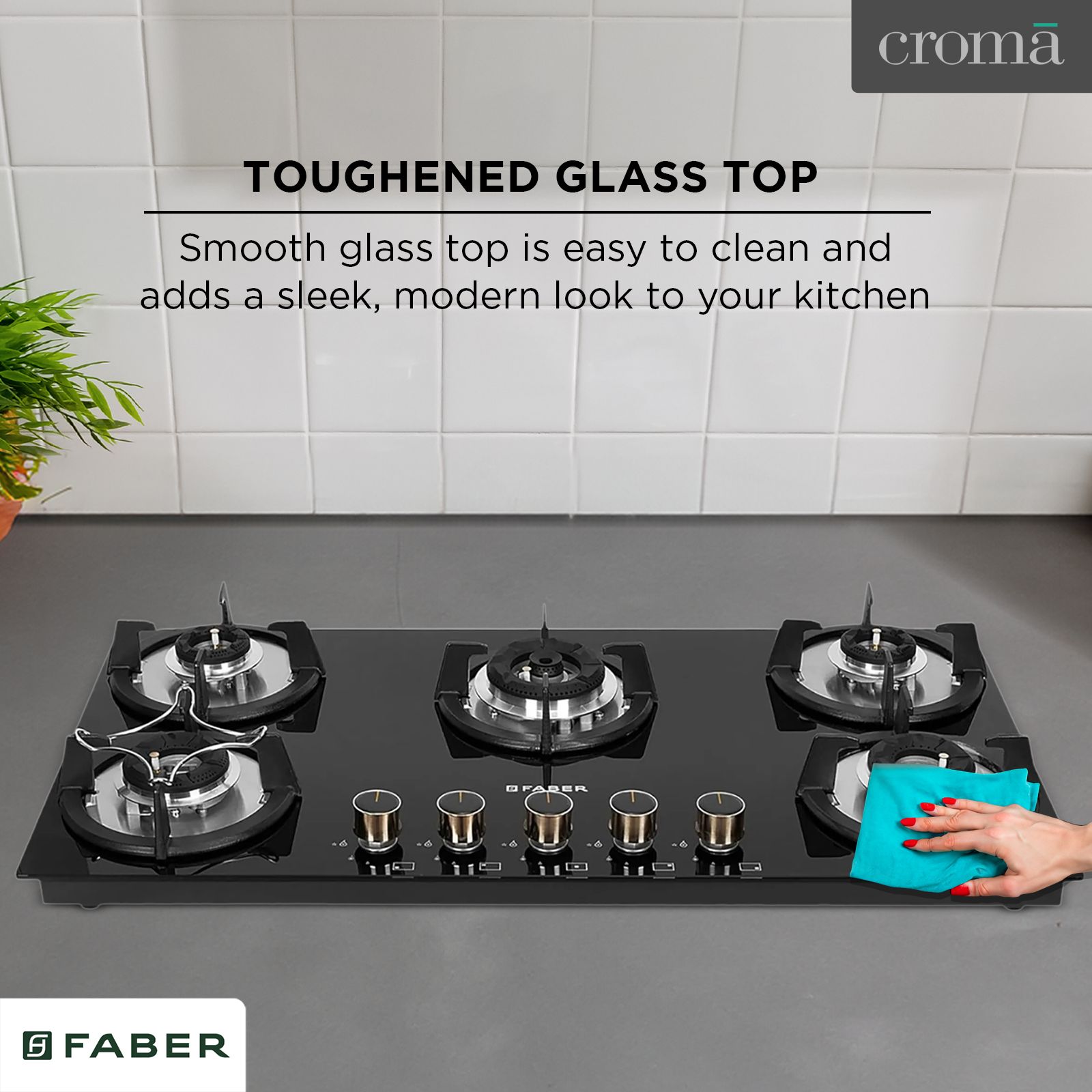 FABER SUPERIA HT905 BR AI Toughened Glass Top 5 Burner Automatic Gas Hob (Fully Concealed Drip Tray, Black)_17
