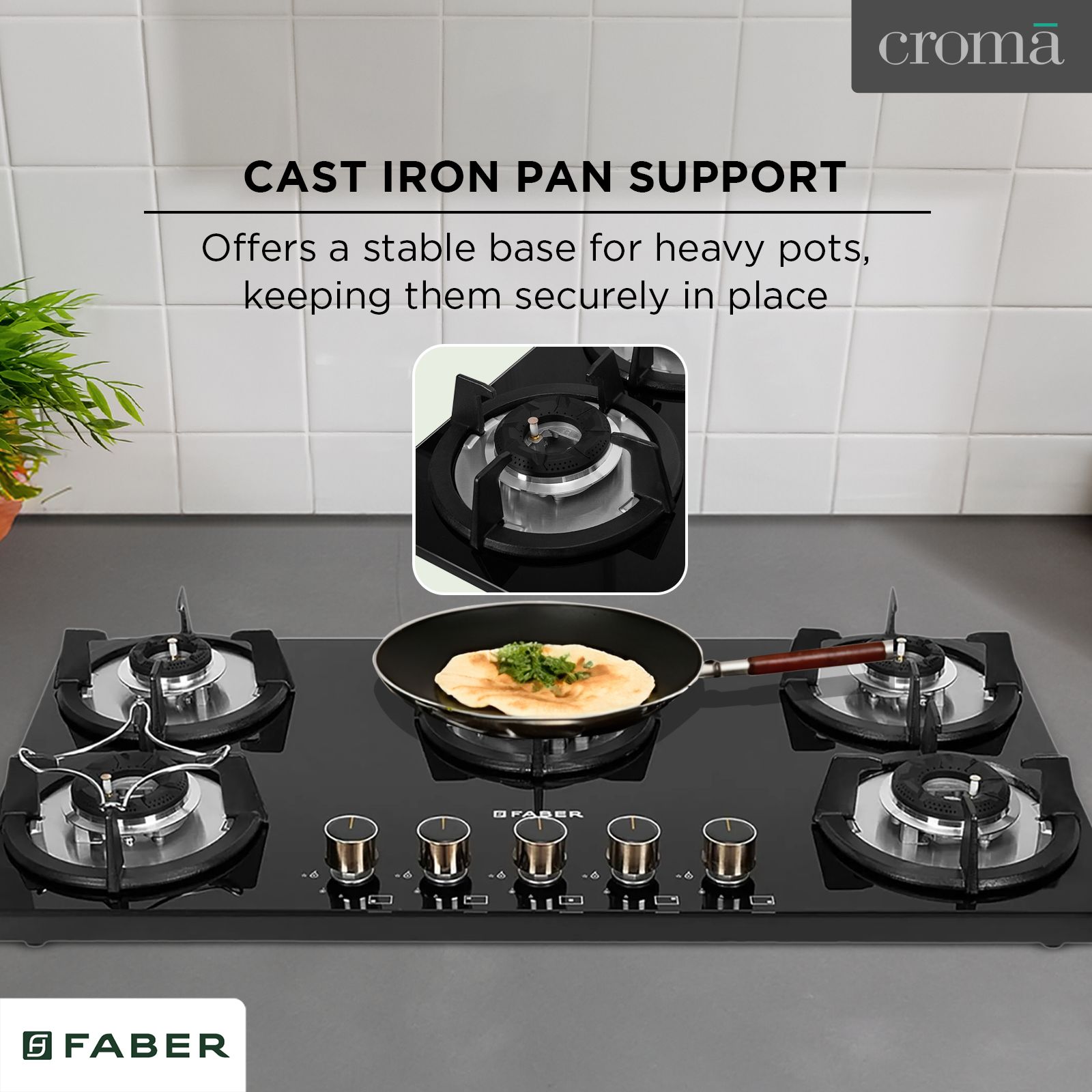 FABER SUPERIA HT905 BR AI Toughened Glass Top 5 Burner Automatic Gas Hob (Fully Concealed Drip Tray, Black)_18