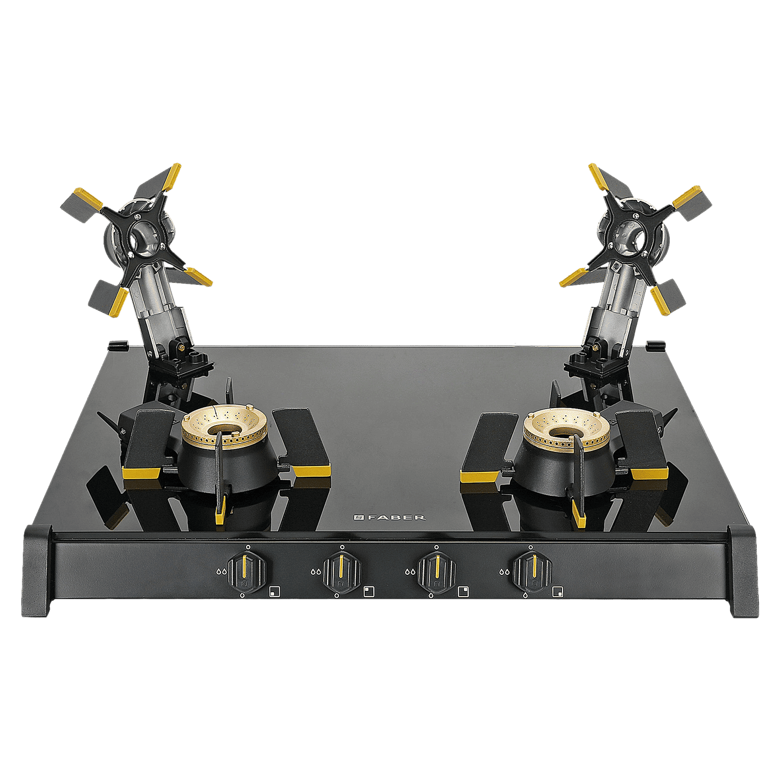 FABER GENIUS 704 BK Toughened Glass Top 4 Burner Manual Hob (Cast Iron Pan Support, Black)_7