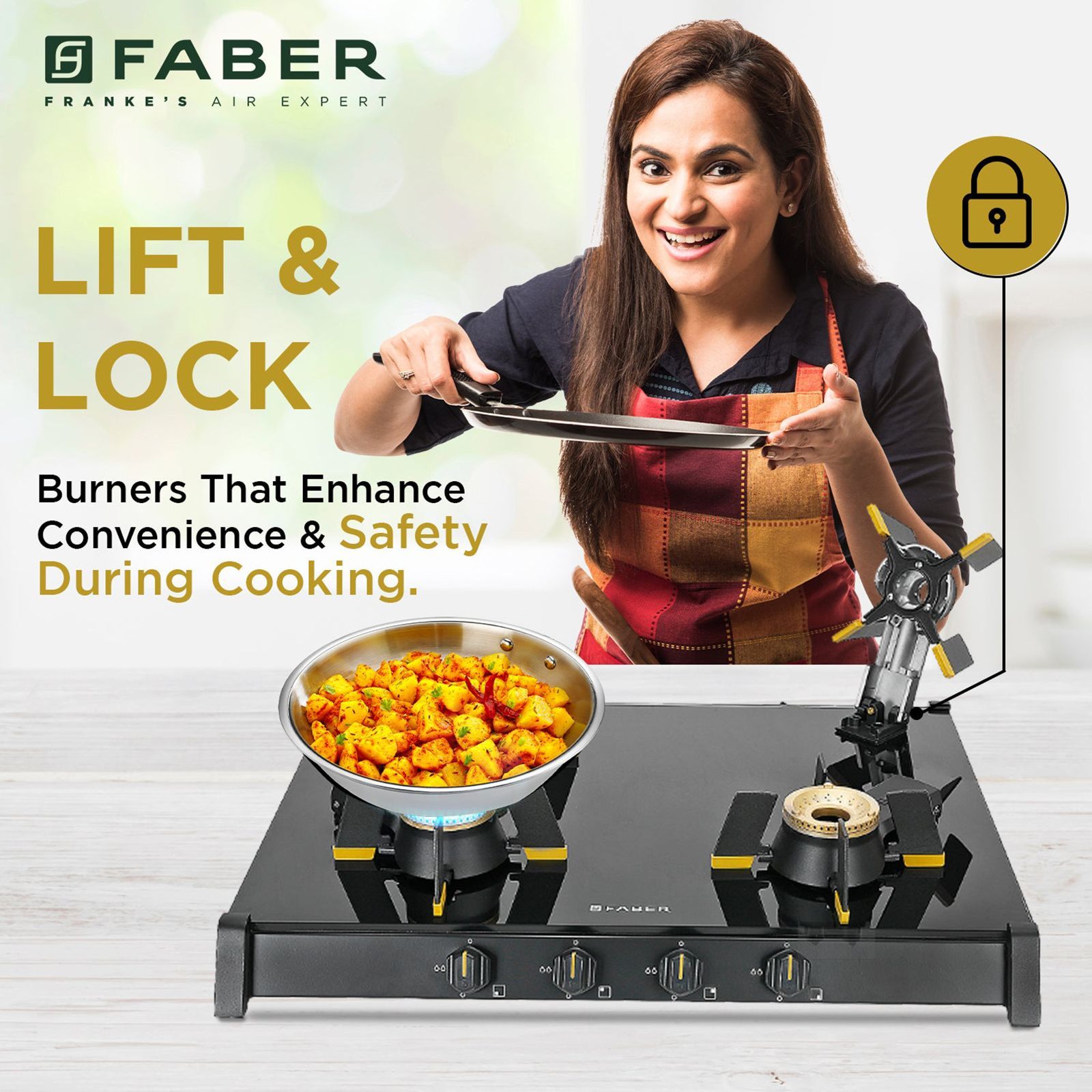 FABER GENIUS 704 BK Toughened Glass Top 4 Burner Manual Hob (Cast Iron Pan Support, Black)_8