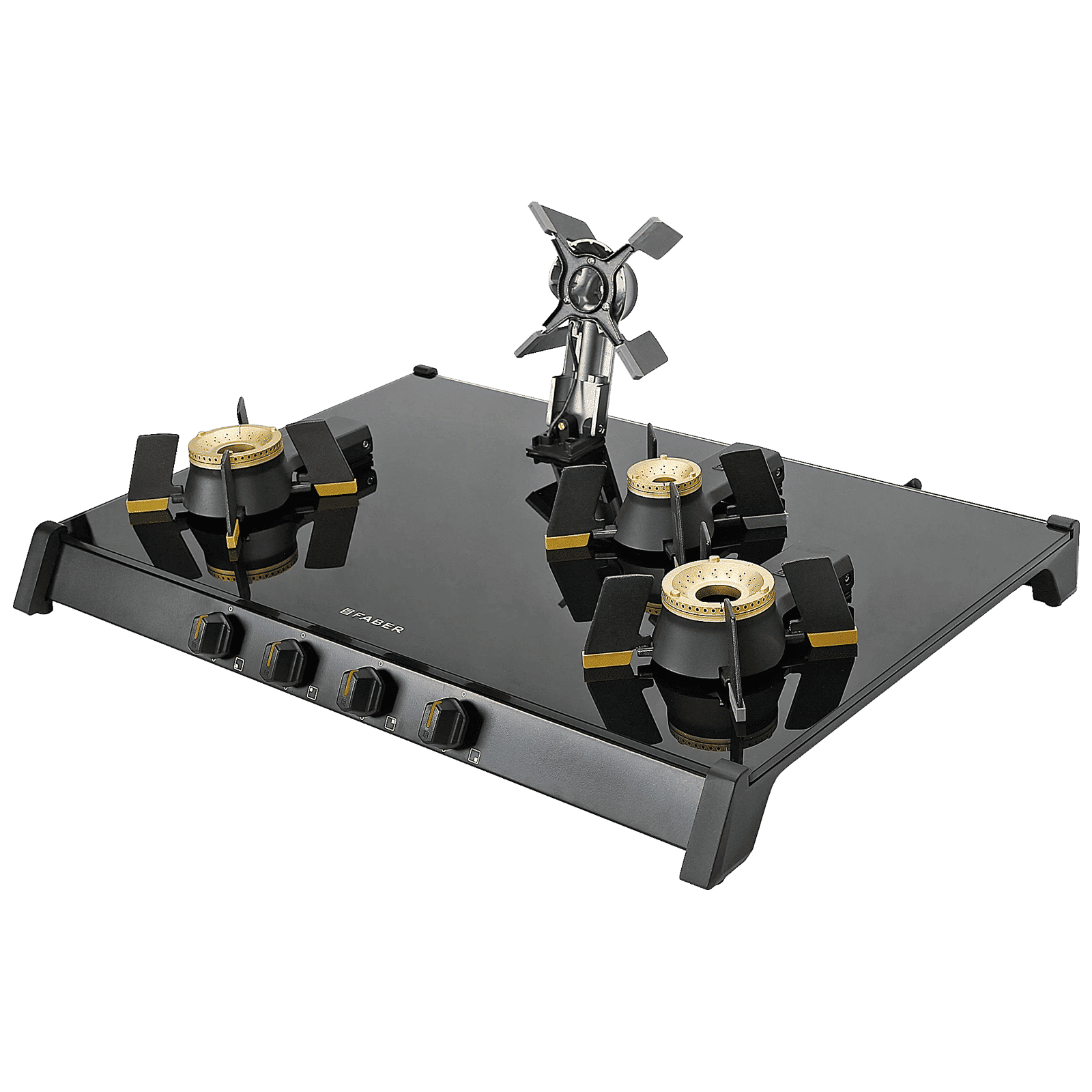 FABER GENIUS 804 AI Toughened Glass Top 4 Burner Manual Hob (Cast Iron Pan Support, Black)_7