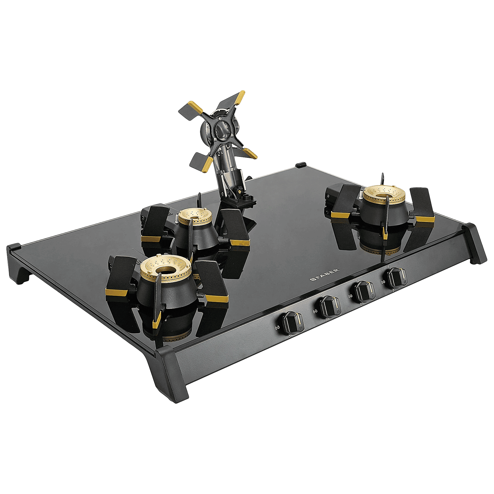 FABER GENIUS 804 AI Toughened Glass Top 4 Burner Manual Hob (Cast Iron Pan Support, Black)_8