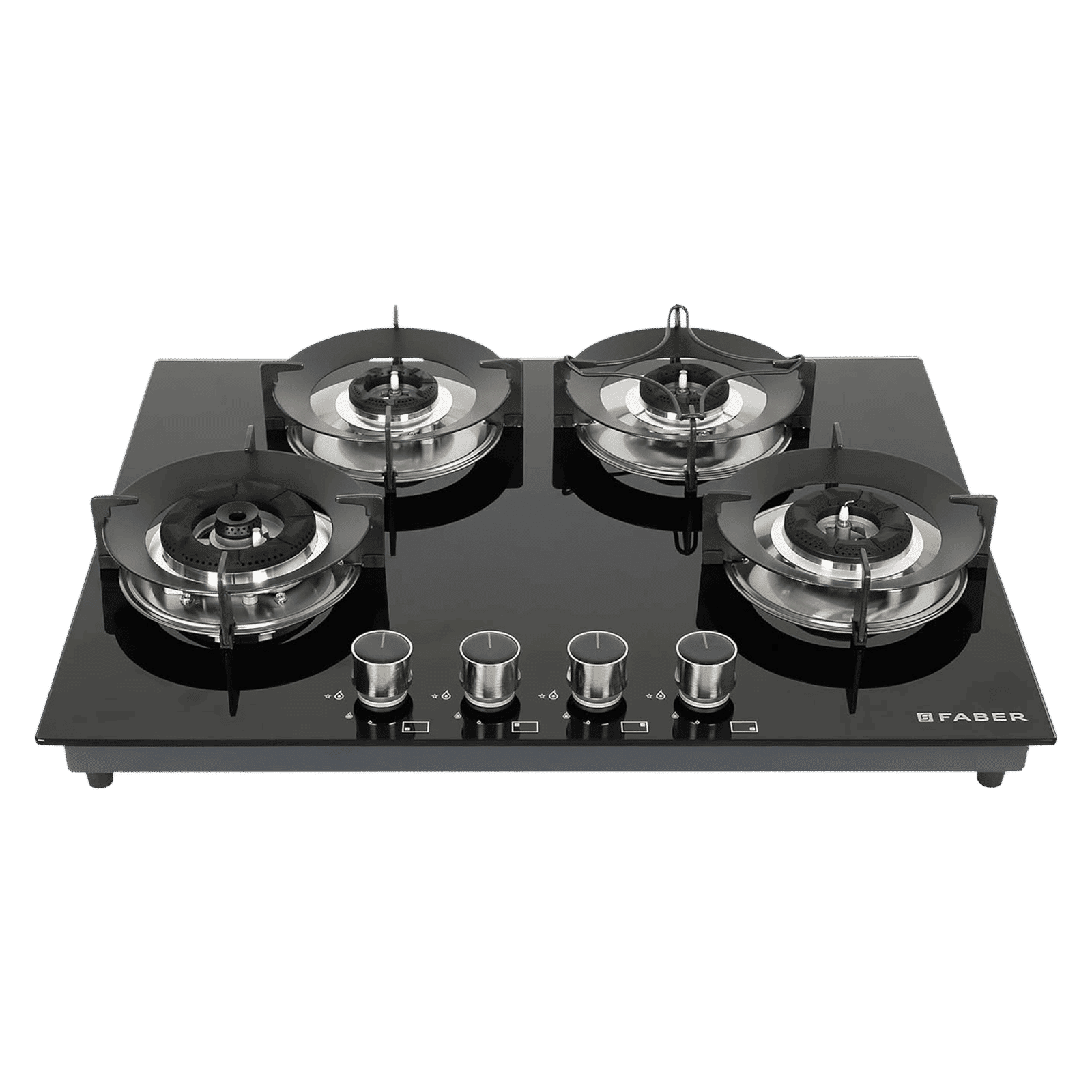 FABER Superia HT654 BR AI Toughened Glass Top 4 Burner Automatic Hob (Black Enameled Pan Support, Black)_1