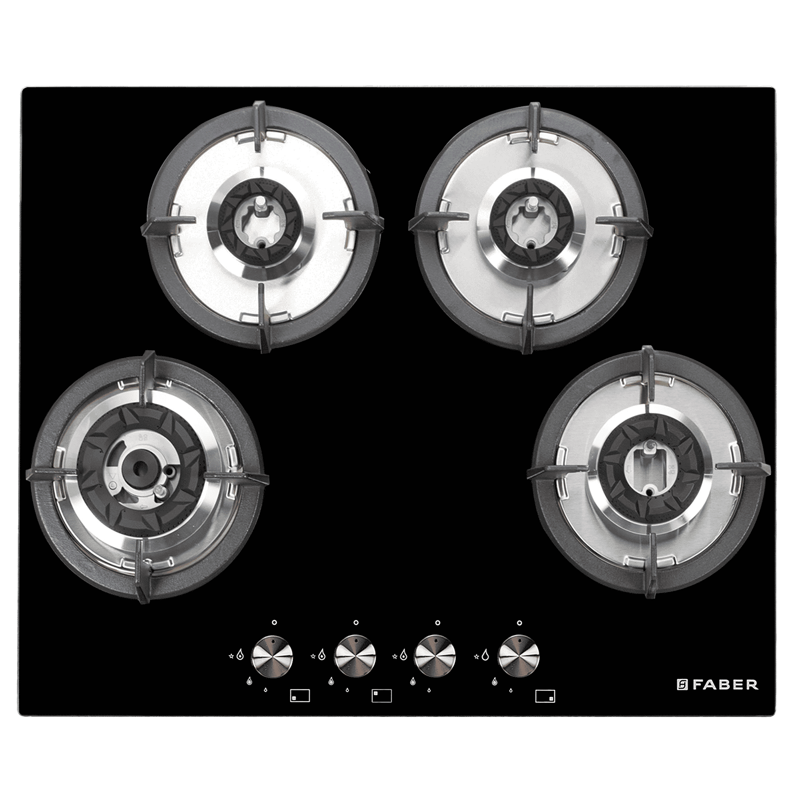 FABER Superia HT654 BR AI Toughened Glass Top 4 Burner Automatic Hob (Black Enameled Pan Support, Black)_6