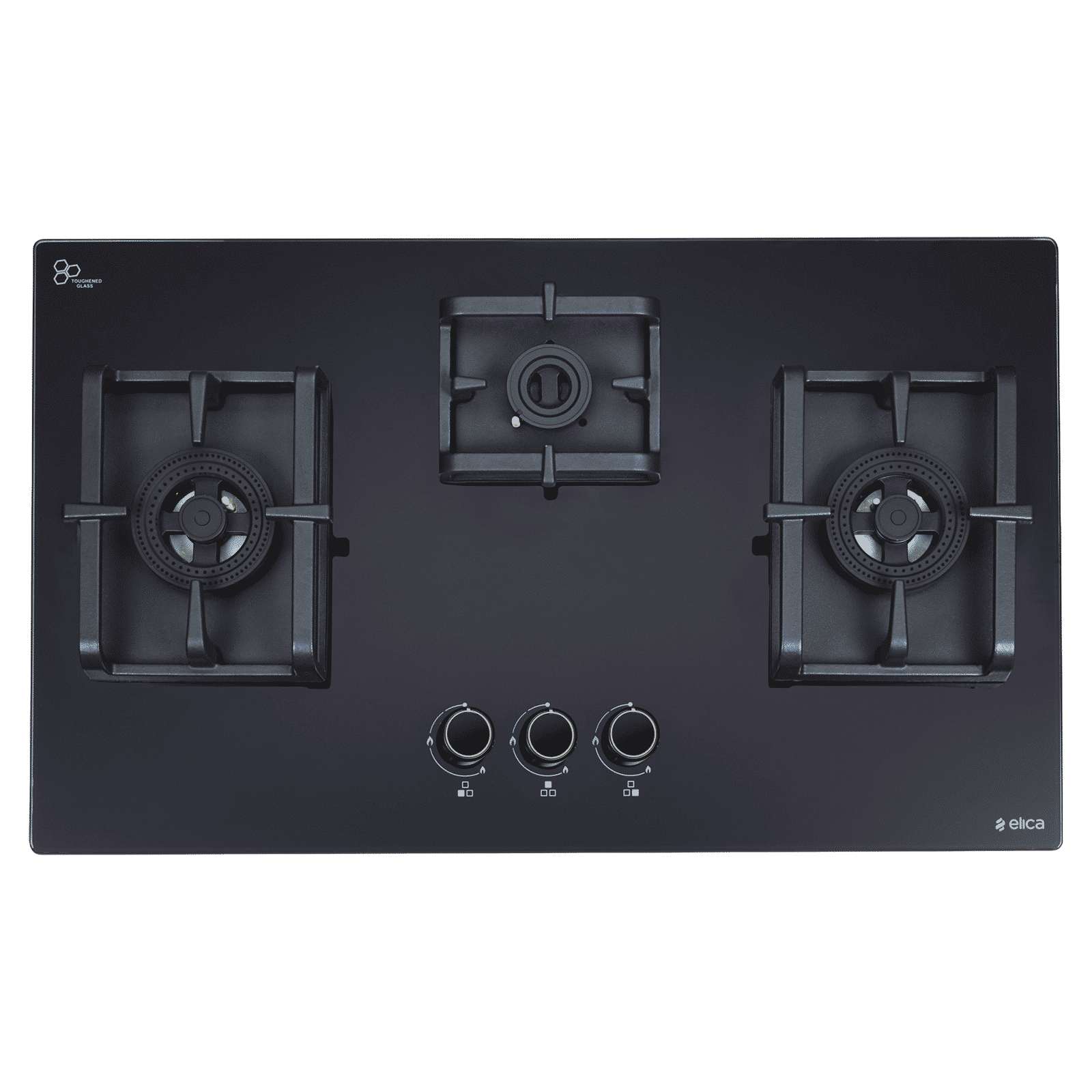 Elica FLEXI DFS PRO AB Toughened Glass Top 3 Burner Automatic Hob (Heavy Duty Burners, Black)_1