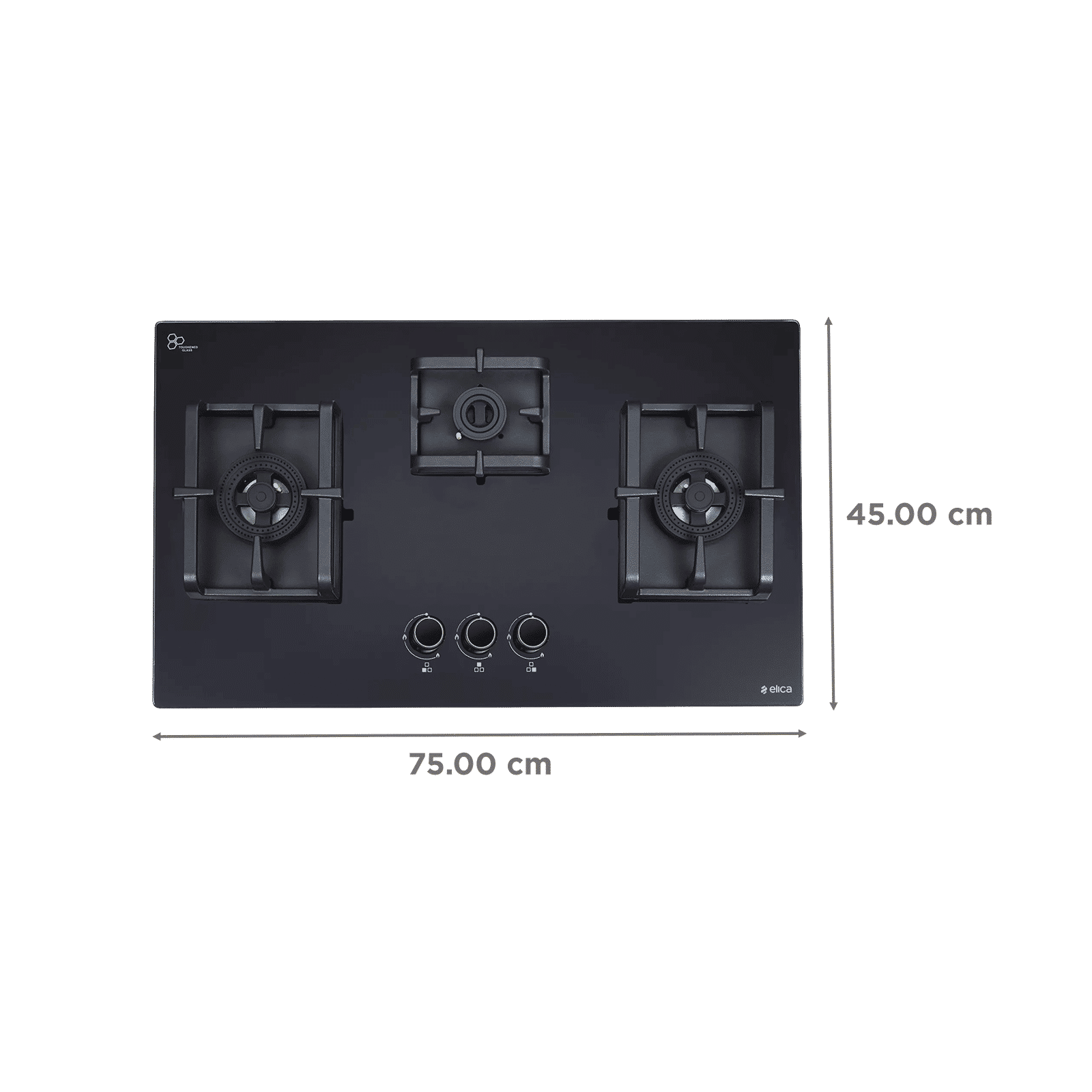Elica FLEXI DFS PRO AB Toughened Glass Top 3 Burner Automatic Hob (Heavy Duty Burners, Black)_2