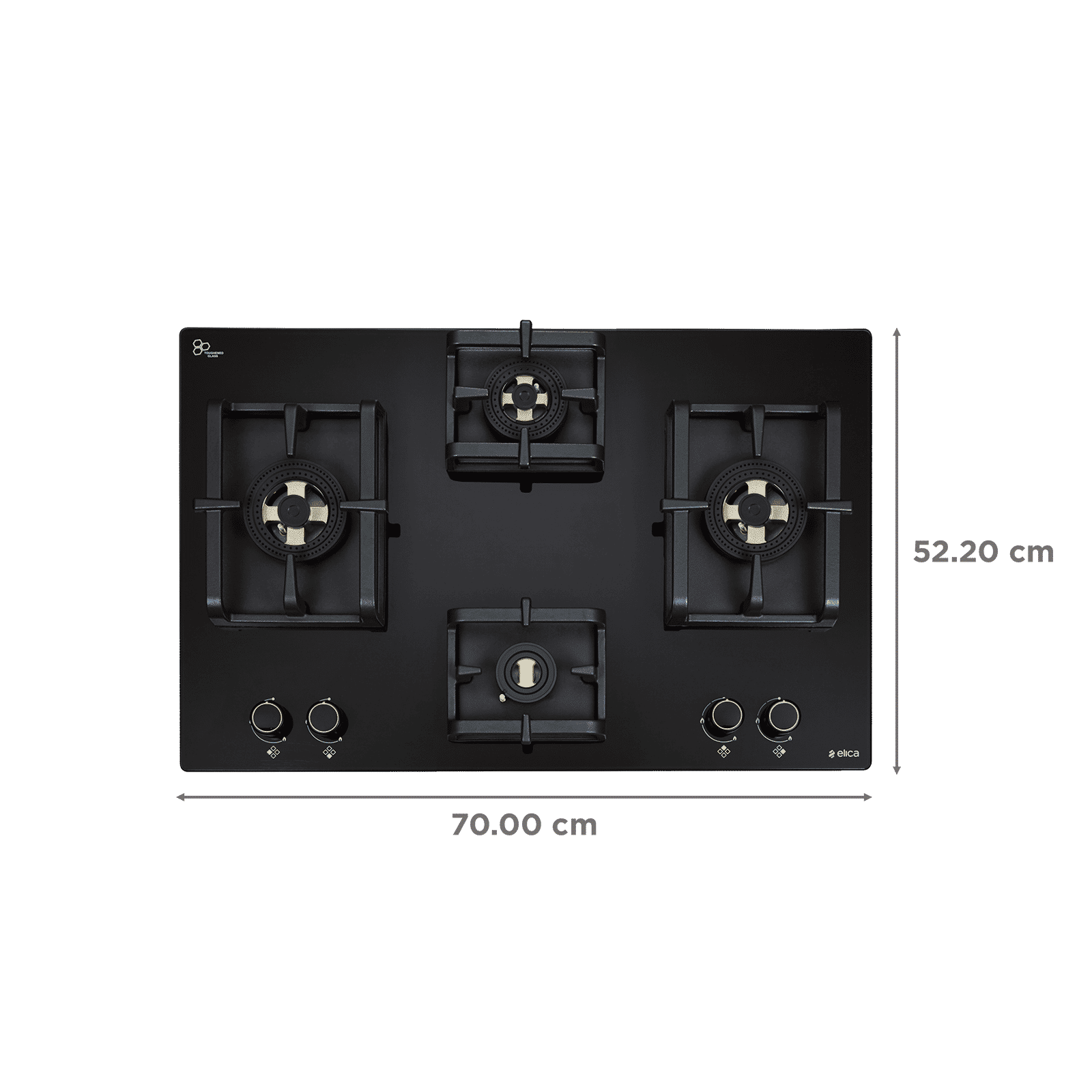 elica FLEXI DFS PRO AB 4B 70 DX Glass Top 4 Burner Automatic Hob (Cast Iron Pan Support, Black)_2