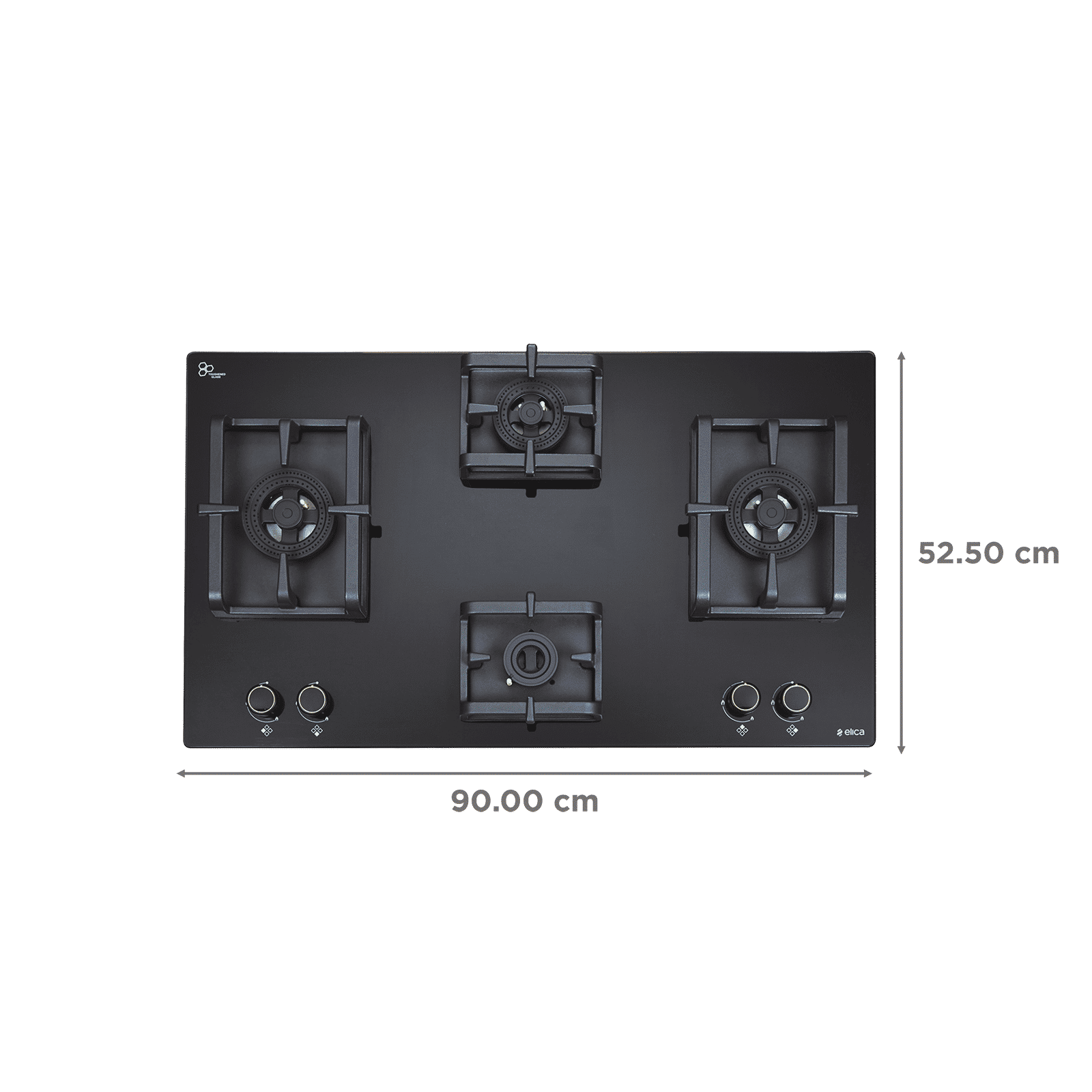 elica FLEXI DFS PRO AB 4B 91 DX Glass Top 4 Burner Automatic Hob (Cast Iron Pan Support, Black)_2