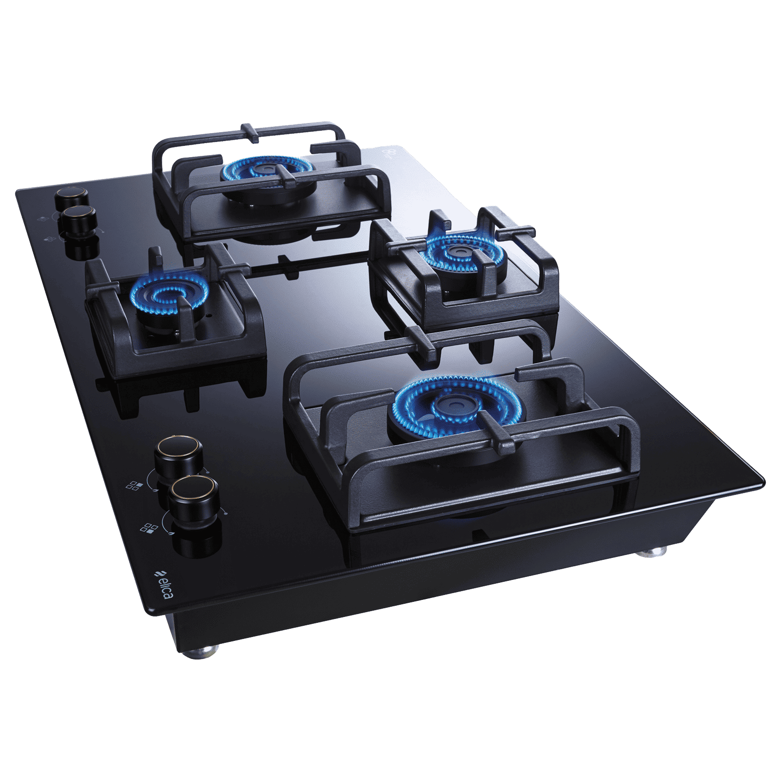 elica FLEXI DFS PRO AB 4B 91 DX Glass Top 4 Burner Automatic Hob (Cast Iron Pan Support, Black)_6