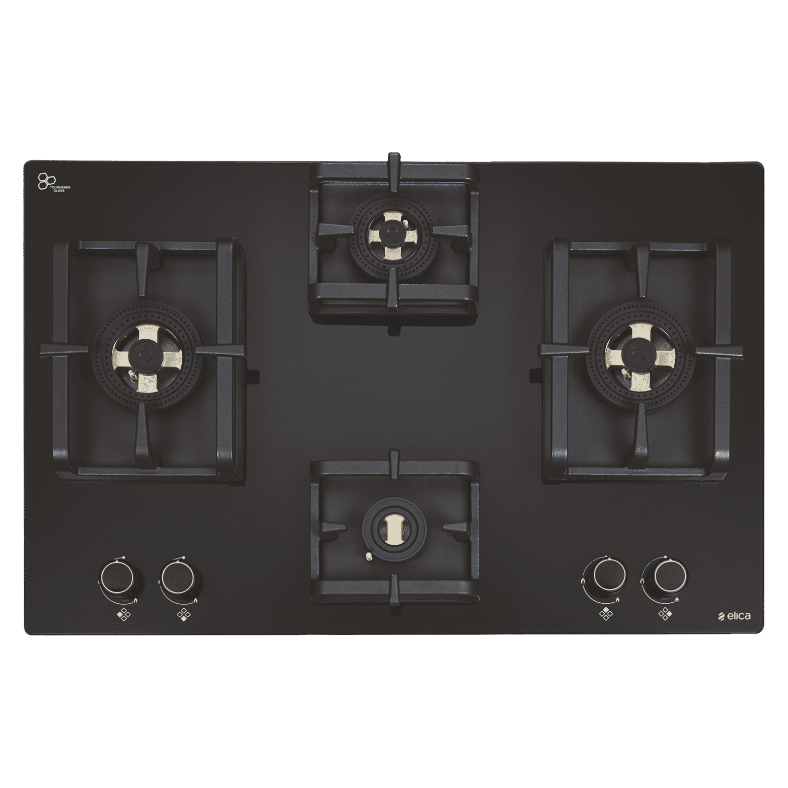 elica Flexi DFS Pro FB 4B 70 DX Glass Top 4 Burner Automatic Hob (Cast Iron Pan Support, Black Glass)_1