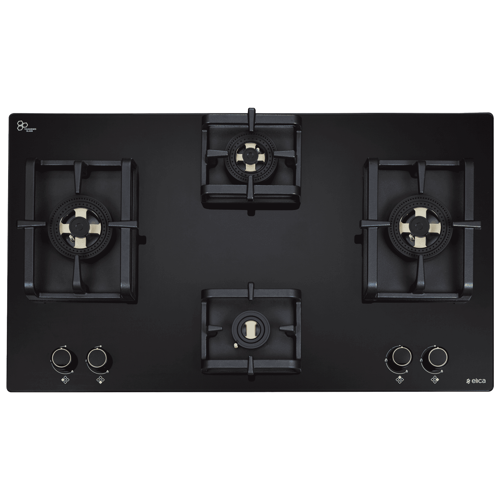 elica Flexi DFS Pro FB 4B 91 DX 4 Burner Automatic Hob (Cast Iron Pan Support, Black)_1