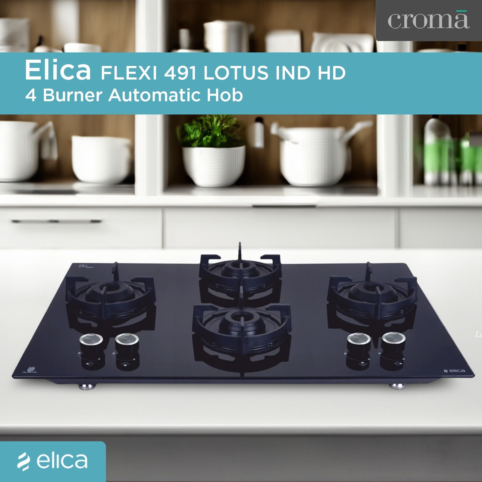 elica Flexi 491 Lotus IND HD Toughened Glass Top 4 Burner Automatic Hob (Direct Multi-flame Burner, Black)_8