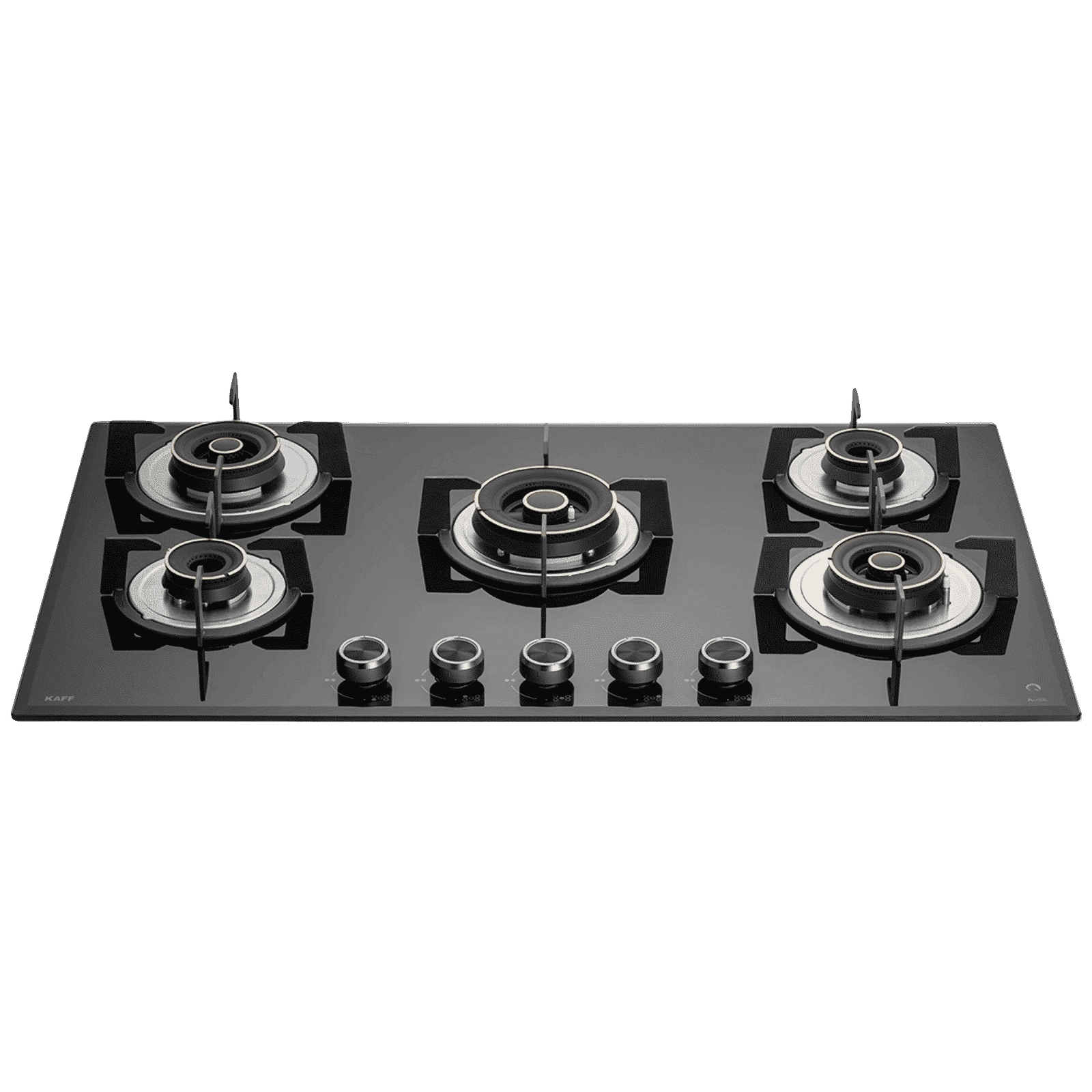 KAFF ALN 865 Glass Top 5 Burner Automatic Hob (Matt Enameled Pan Support, Black)_1