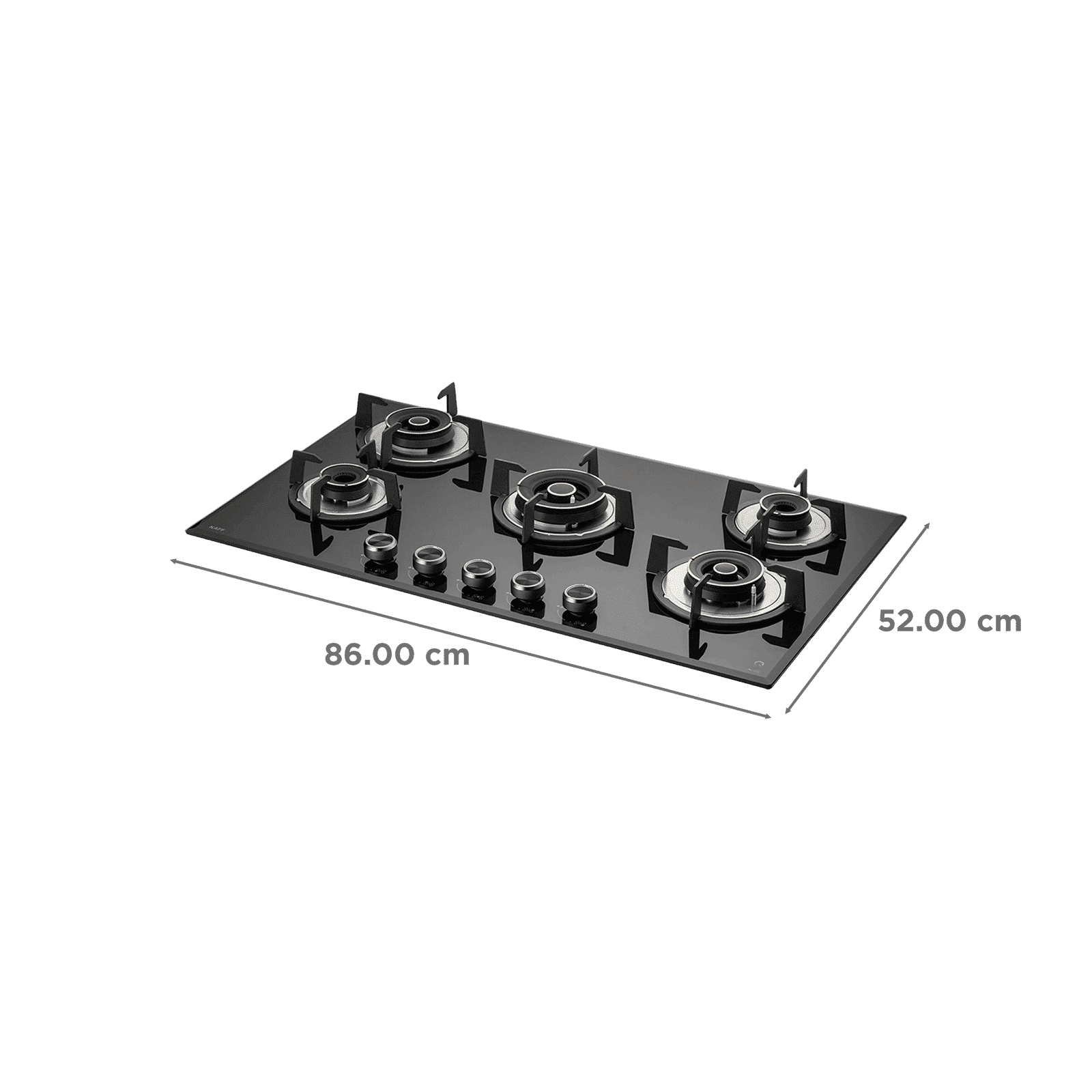 KAFF ALN 865 Glass Top 5 Burner Automatic Hob (Matt Enameled Pan Support, Black)_2