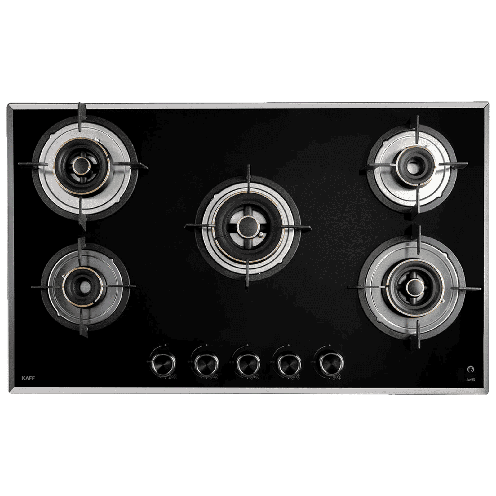 KAFF ALN 865 Glass Top 5 Burner Automatic Hob (Matt Enameled Pan Support, Black)_5