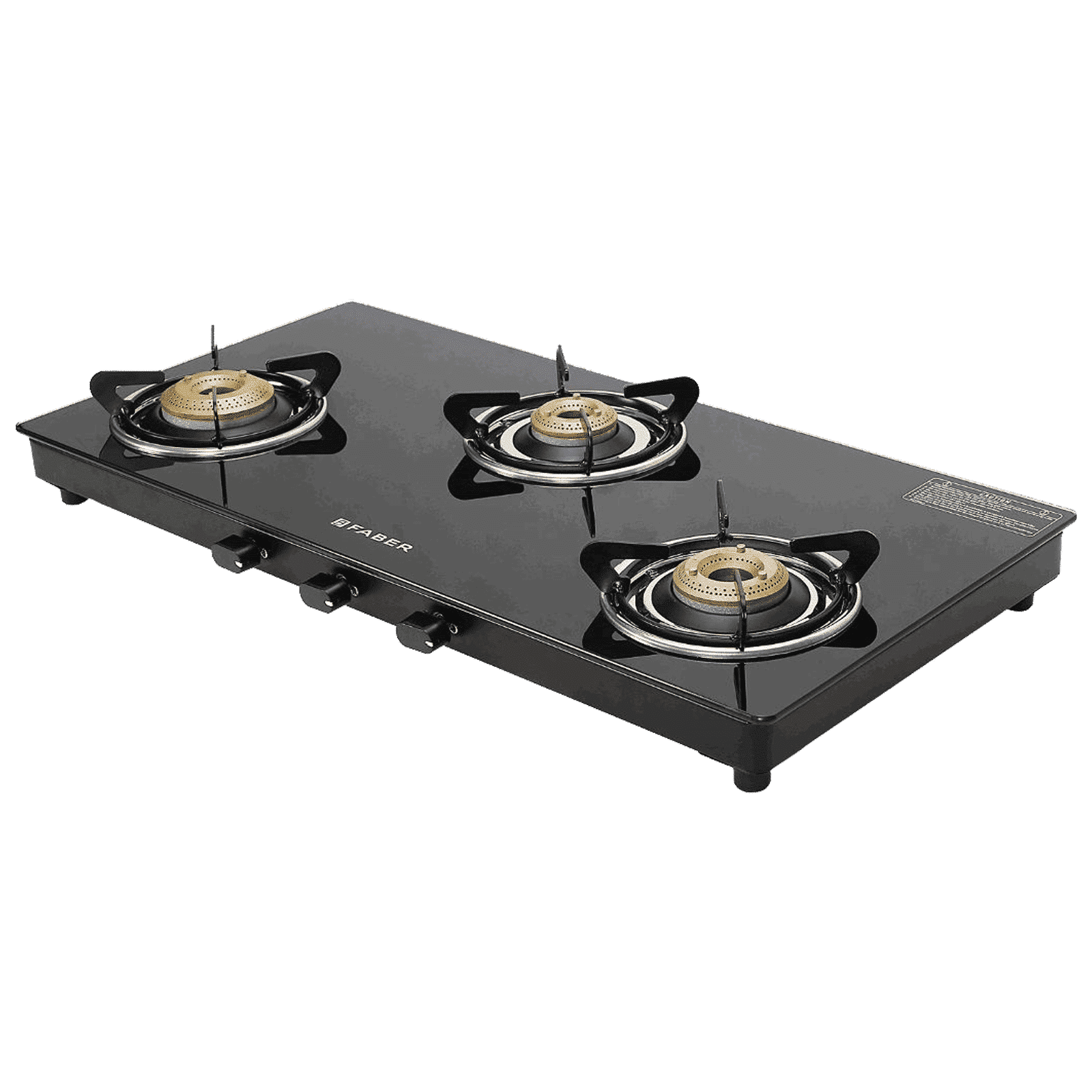 FABER Spark 3 Burner Manual Gas Stove (Knob Controlled, Black)_1