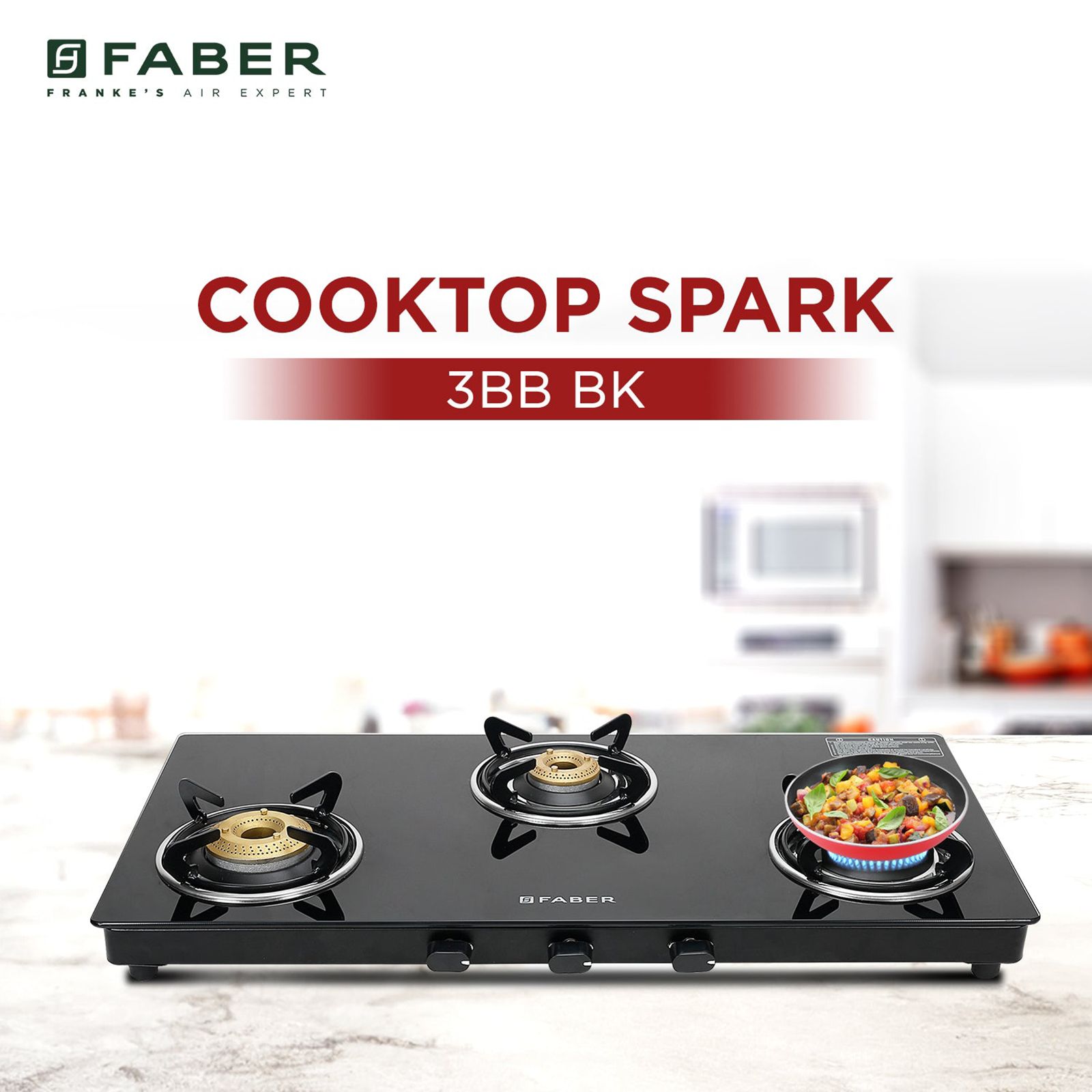 FABER Spark 3 Burner Manual Gas Stove (Knob Controlled, Black)_9